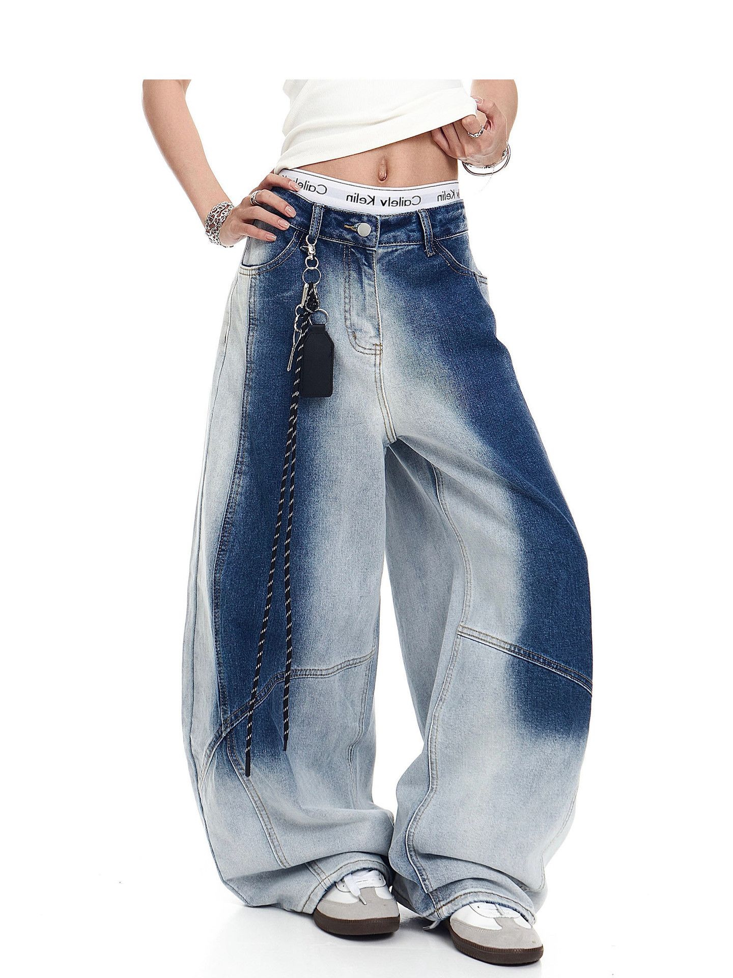 Japanese Brand American retro washed gradient curved jeans for men Size US 32 / EU 48 - 2 Thumbnail