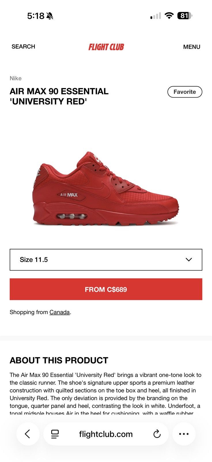 Nike Air max 90 university red (2019) Size US 12 / EU 45 - 3 Thumbnail