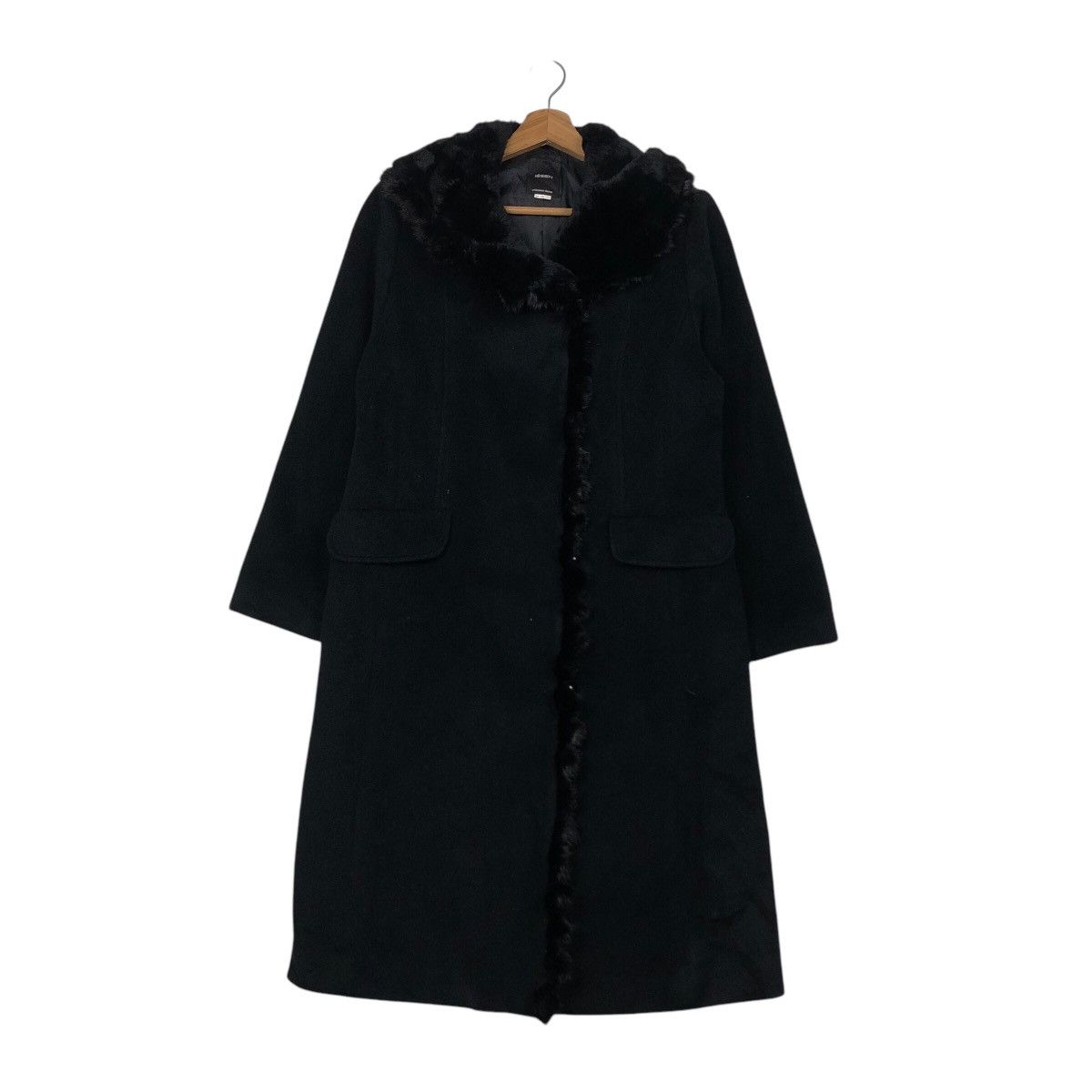 Issey Miyake 📌Rich Black Vintage Long Jacket Wool Issen Collezione Donna Size US M / EU 48-50 / 2 - 2 Thumbnail