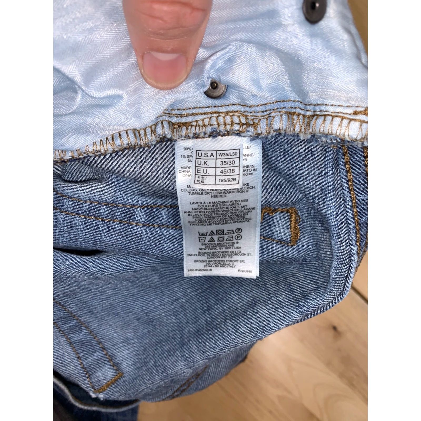 Brooks Brothers Brooks Brothers Jeans Mens 35x30 Blue Denim Straight Fit Casual 10826 Size US 35 - 4 Thumbnail