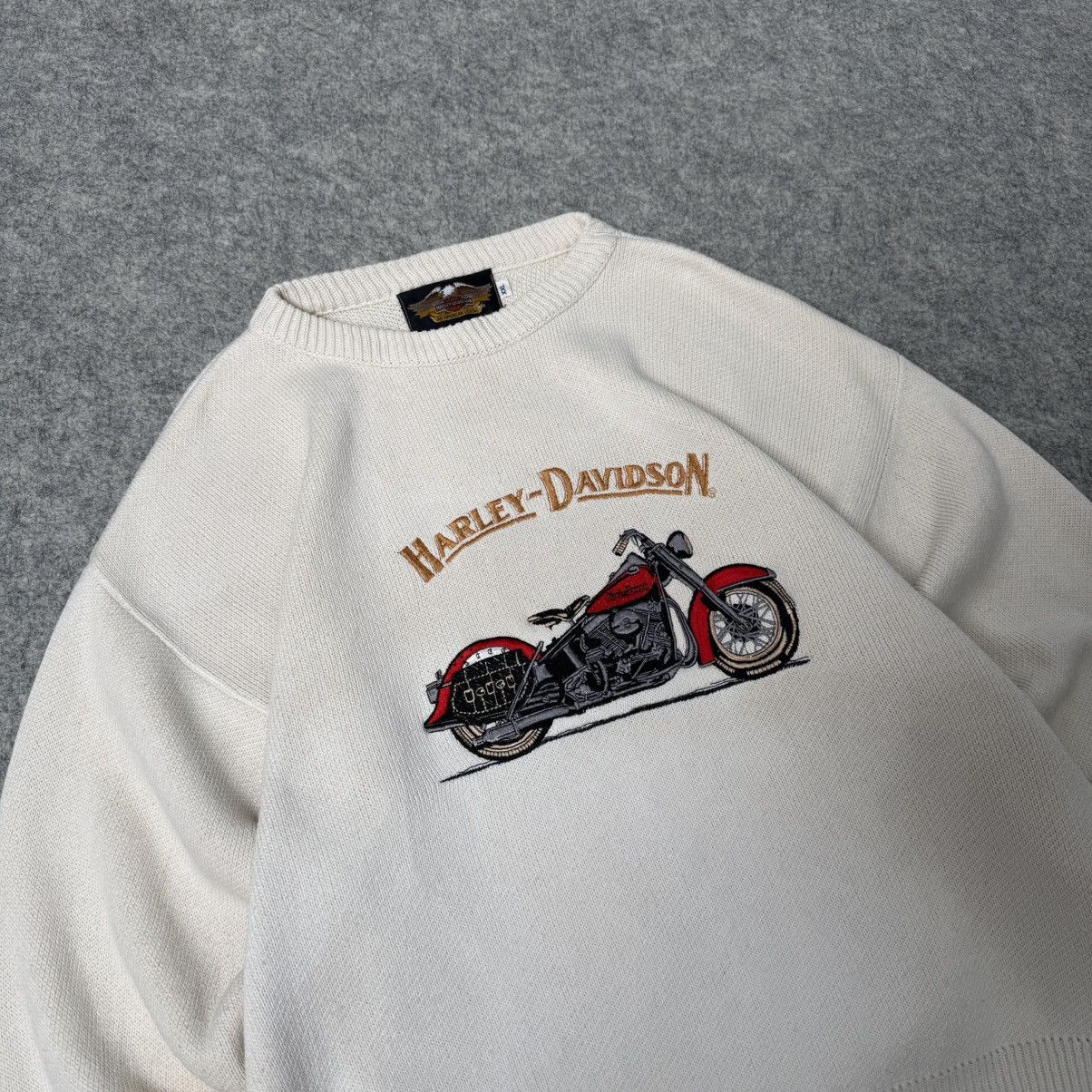 Harley Davidson Vintage Rare Harley Davidson Cream Sweater Size US XXL / EU 58 / 5 - 2 Thumbnail