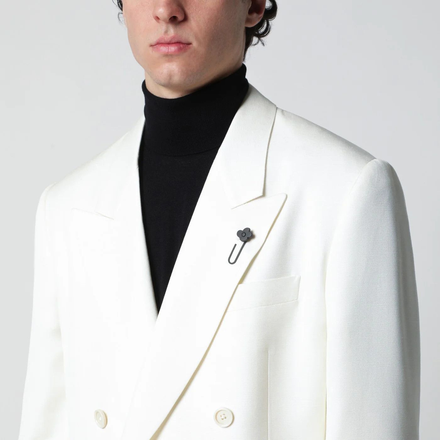 Lardini o1d2blof0526 Viscose Double-breasted Suits in White Size US S / EU 44-46 / 1 - 4 Thumbnail