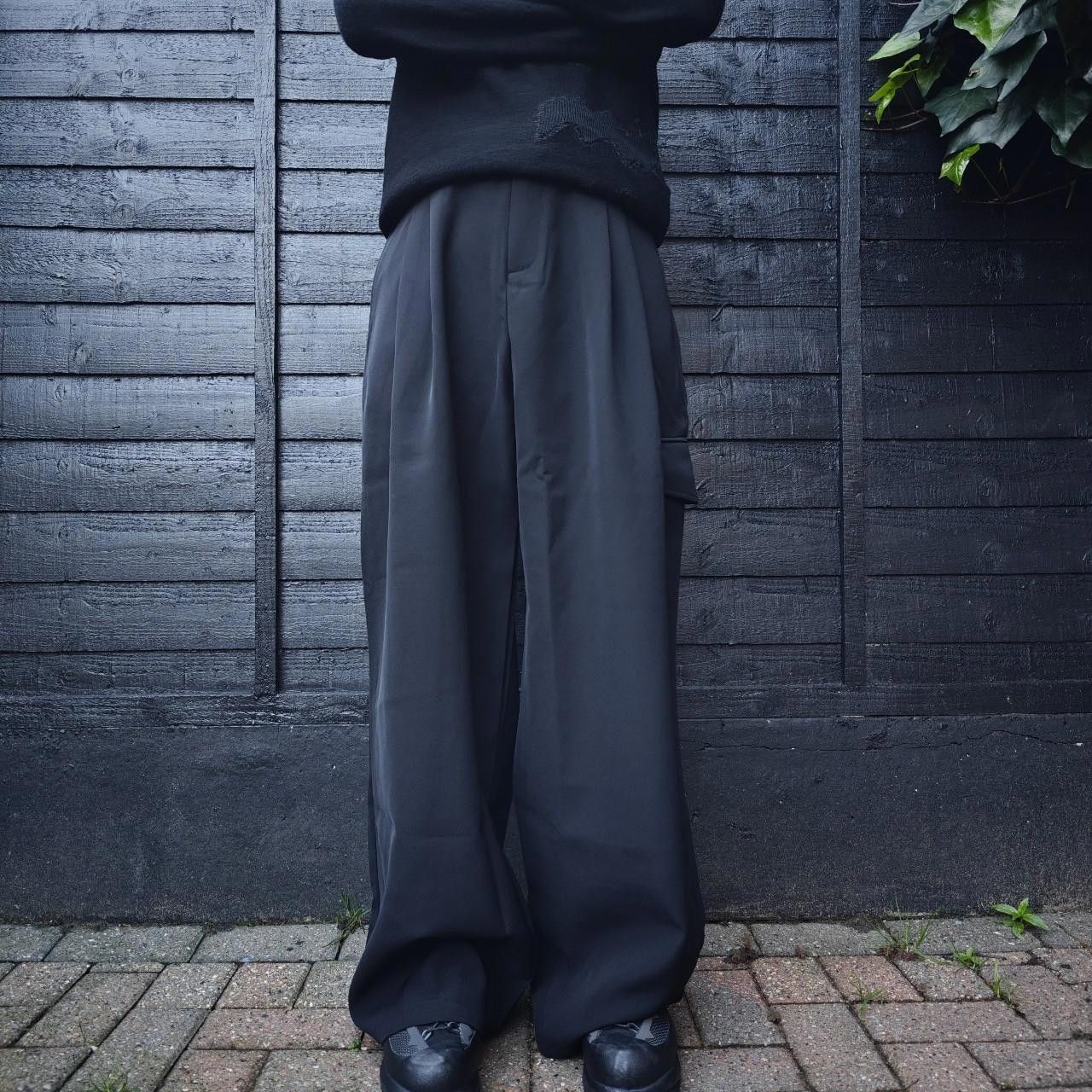 Other Black Baggy Side Flap Suit Trousers Size US 32 / EU 48 - 1 Thumbnail