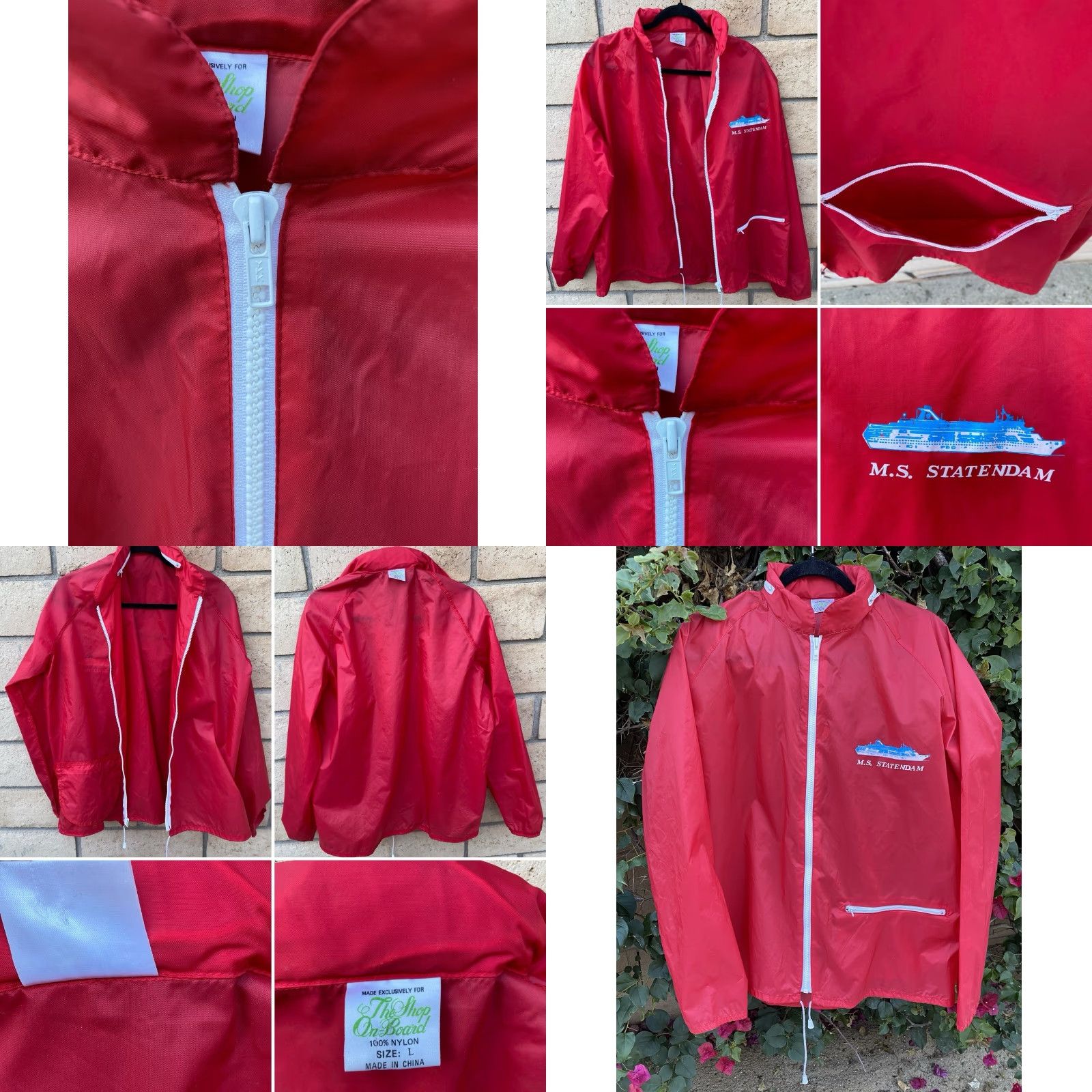 Vintage VINTAGE M.S. Statendam Windbreaker Jacket Nylon Red Navy? Size US L / EU 52-54 / 3 - 8 Thumbnail