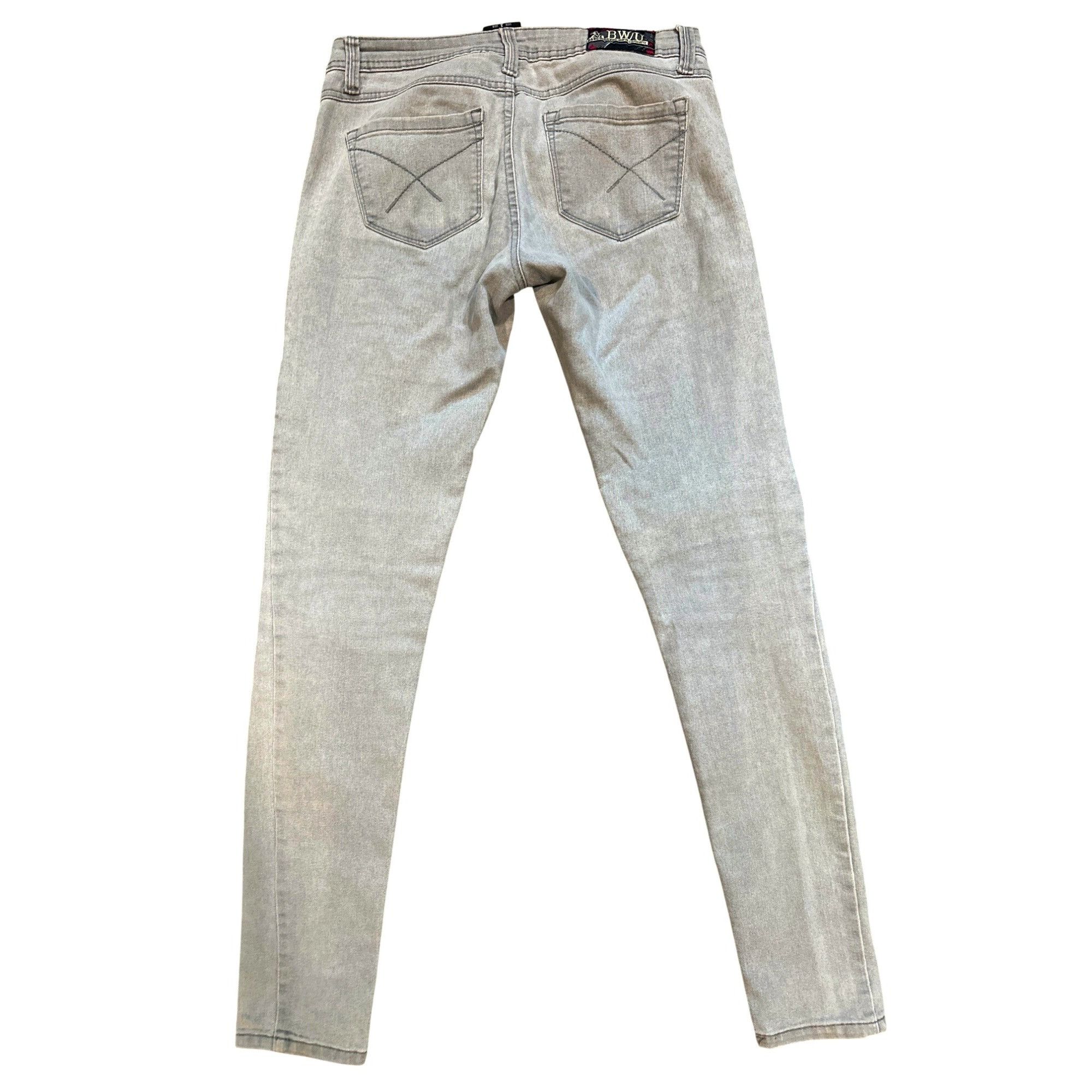 Other 2BWYU Size 3 Gray Skinny Jeans X Embroidered Pockets Y2K Fes Size 28" / US 6 / IT 42 - 4 Thumbnail
