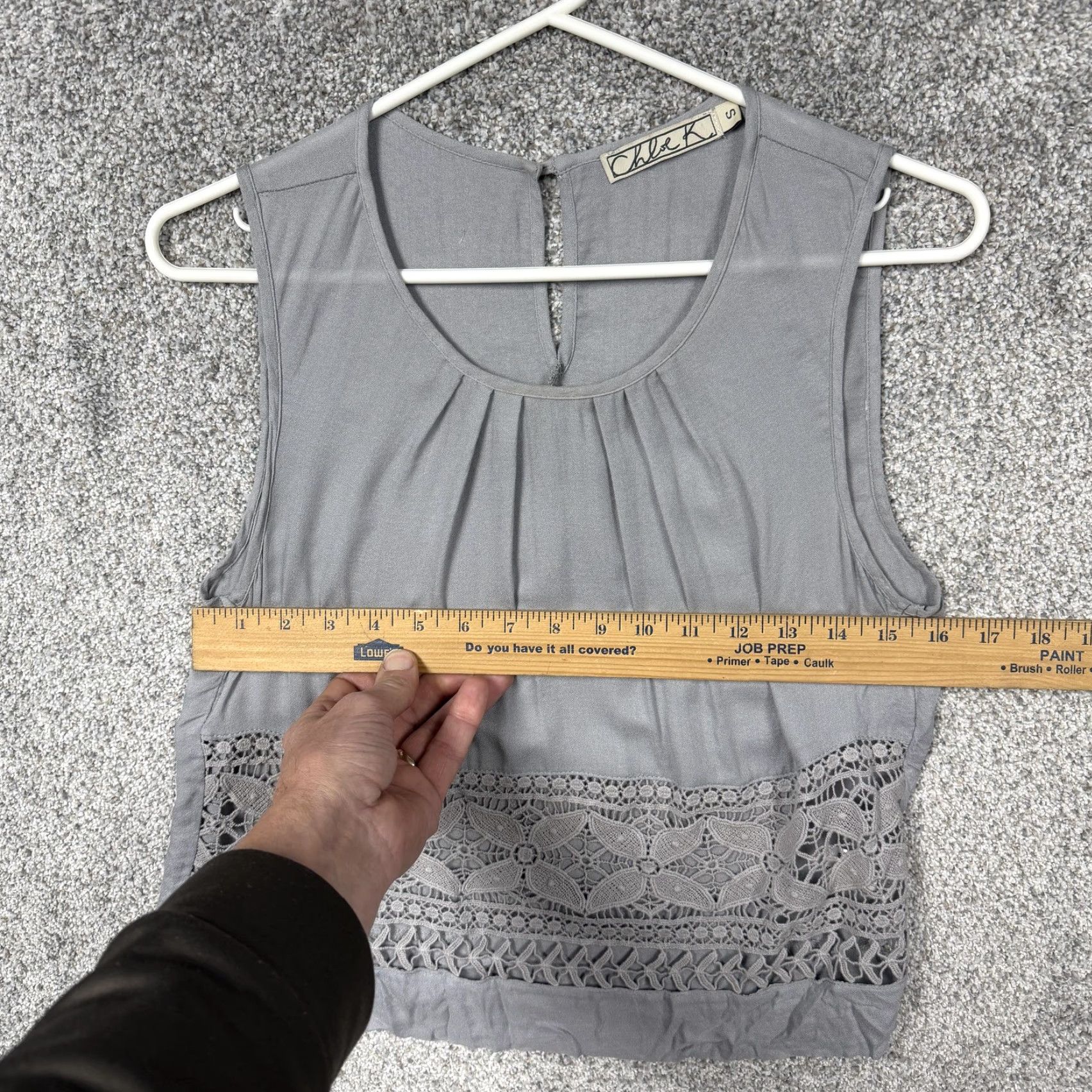 Vintage Chloe K Tank Top Womens S Gray Crochet Lace Boho Festival Summer Chic Layering Size S / US 4 / IT 40 - 3 Thumbnail