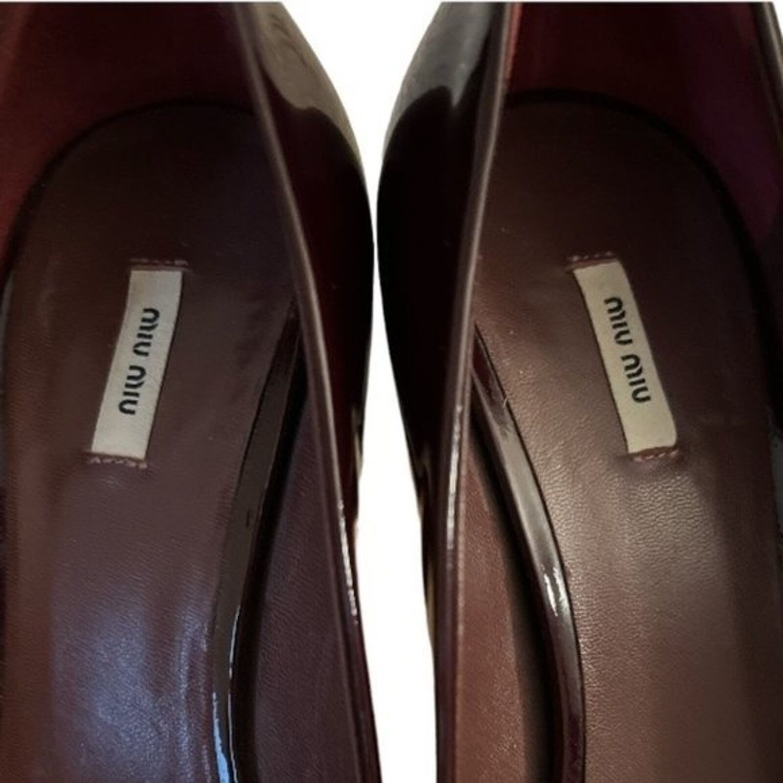 Miu Miu MIU MIU Burgandy Patent Leather Peep-Toe Pumps, IT37/US7 Size US 7 / IT 37 - 6 Thumbnail