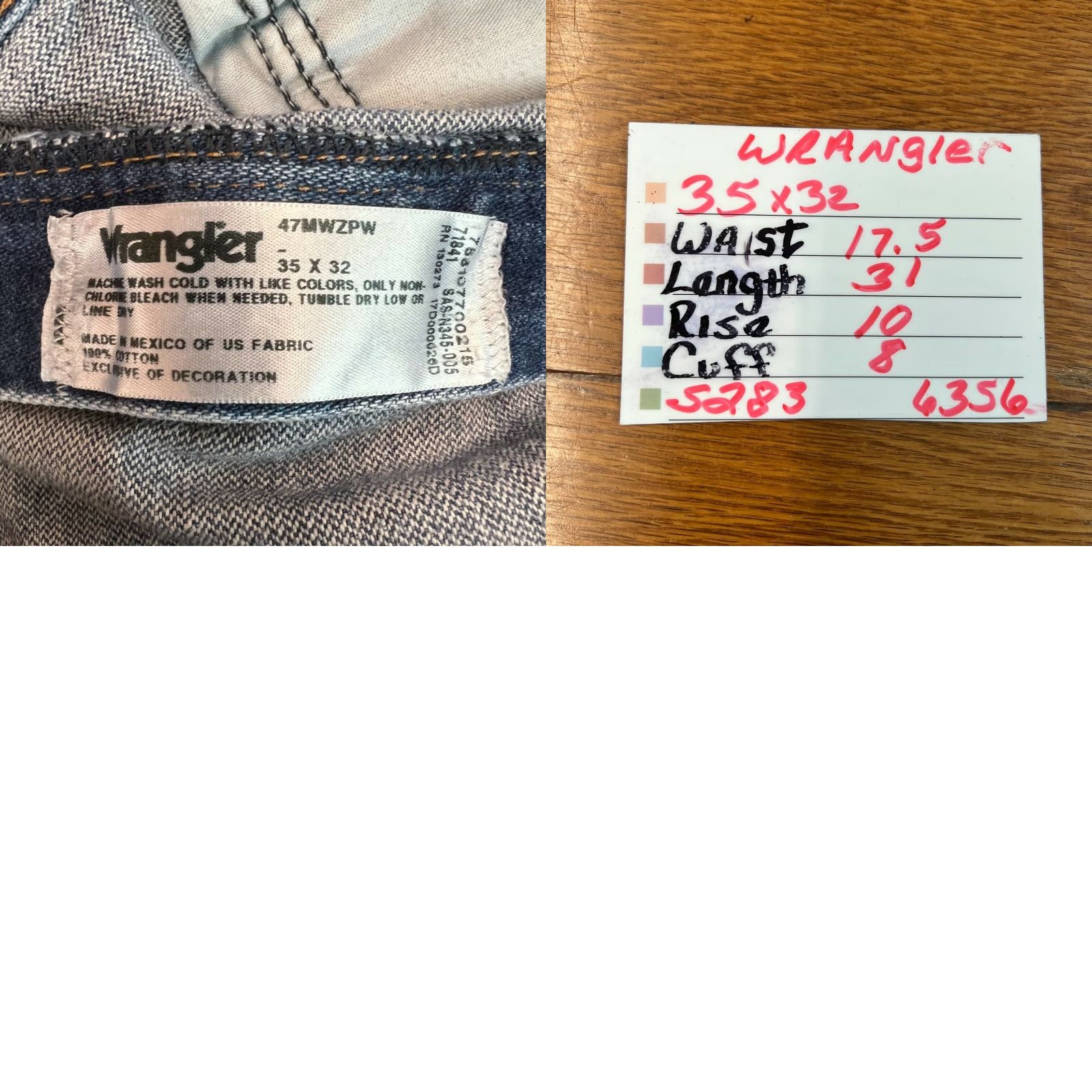 Wrangler Wrangler Jeans Mens Flat Front Medium Washed Straight Leg Denim Blue Size 35X32 Jeans Regular 5-Pocket Design Mens Size US 35 - 8 Thumbnail