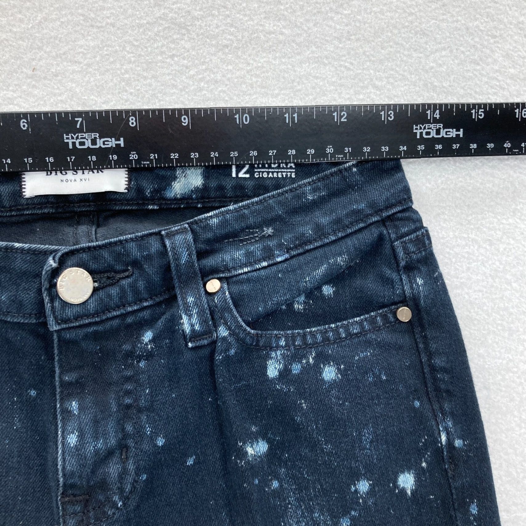 Denime BIG STAR Nova XVI Hydra Jeans Women 12 Dark Blue Denim Paint Splat Cigarette Slim Straight 5-Pocket Denim Jeans Womens Blue 26in Waist Size 34" / US 12 / IT 48 - 7 Thumbnail
