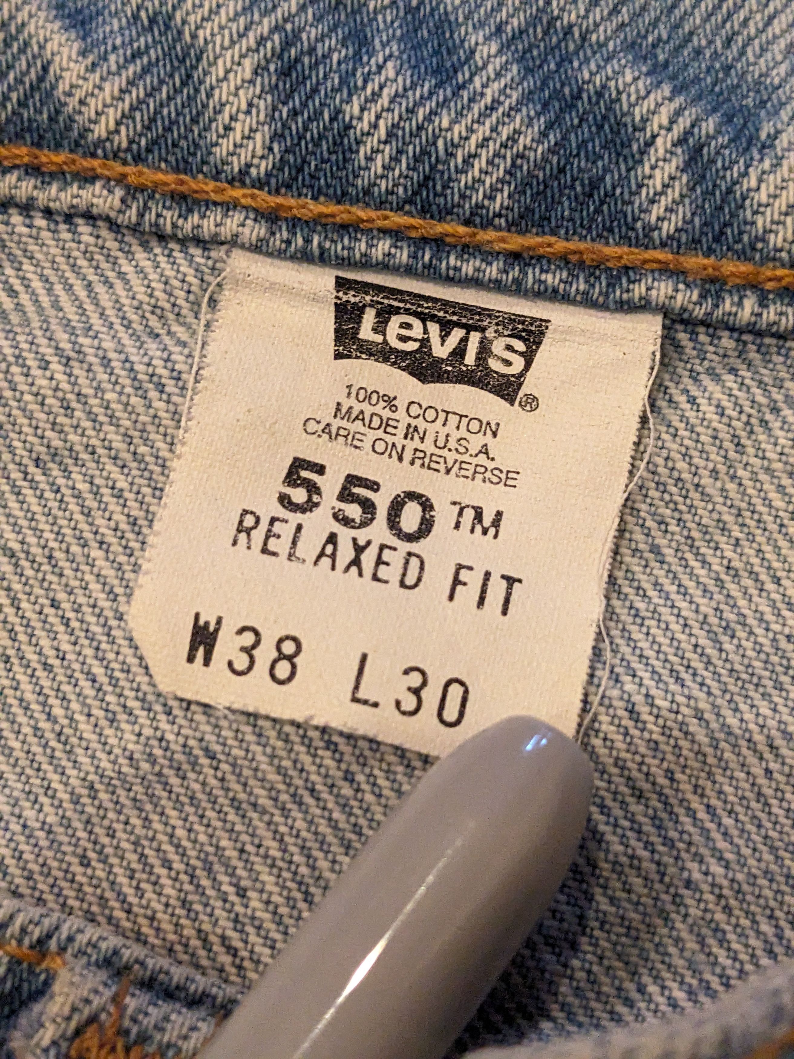 Levi's × Vintage Vintage 90s Levi's 550 38 x 30 Blue Denim Jeans Size US 38 / EU 54 - 8 Thumbnail