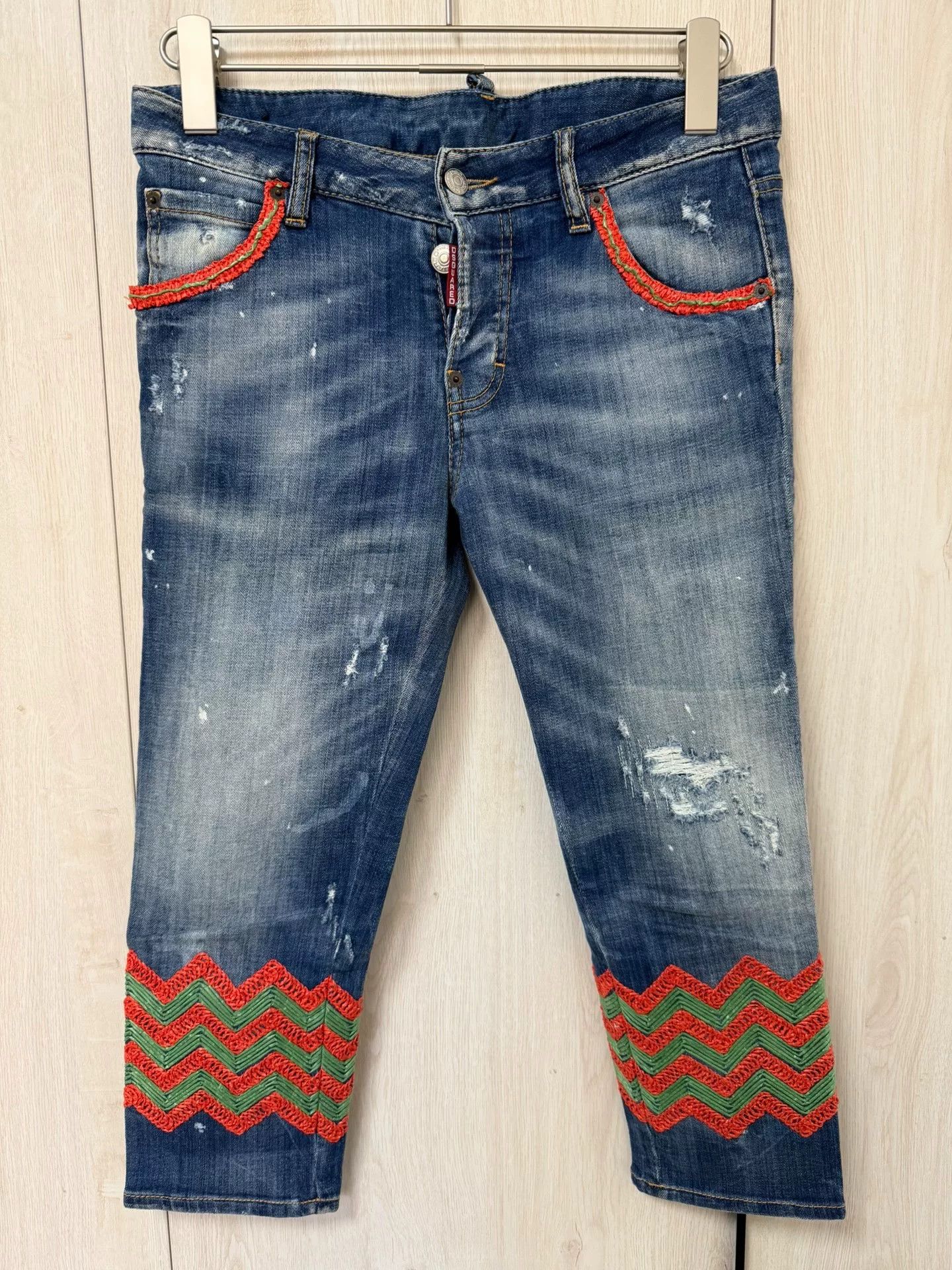 Dsquared2 DSQUARED2 Women's Blue Denim Cropped Pants Size 38" / US 16 / IT 52 - 1 Thumbnail