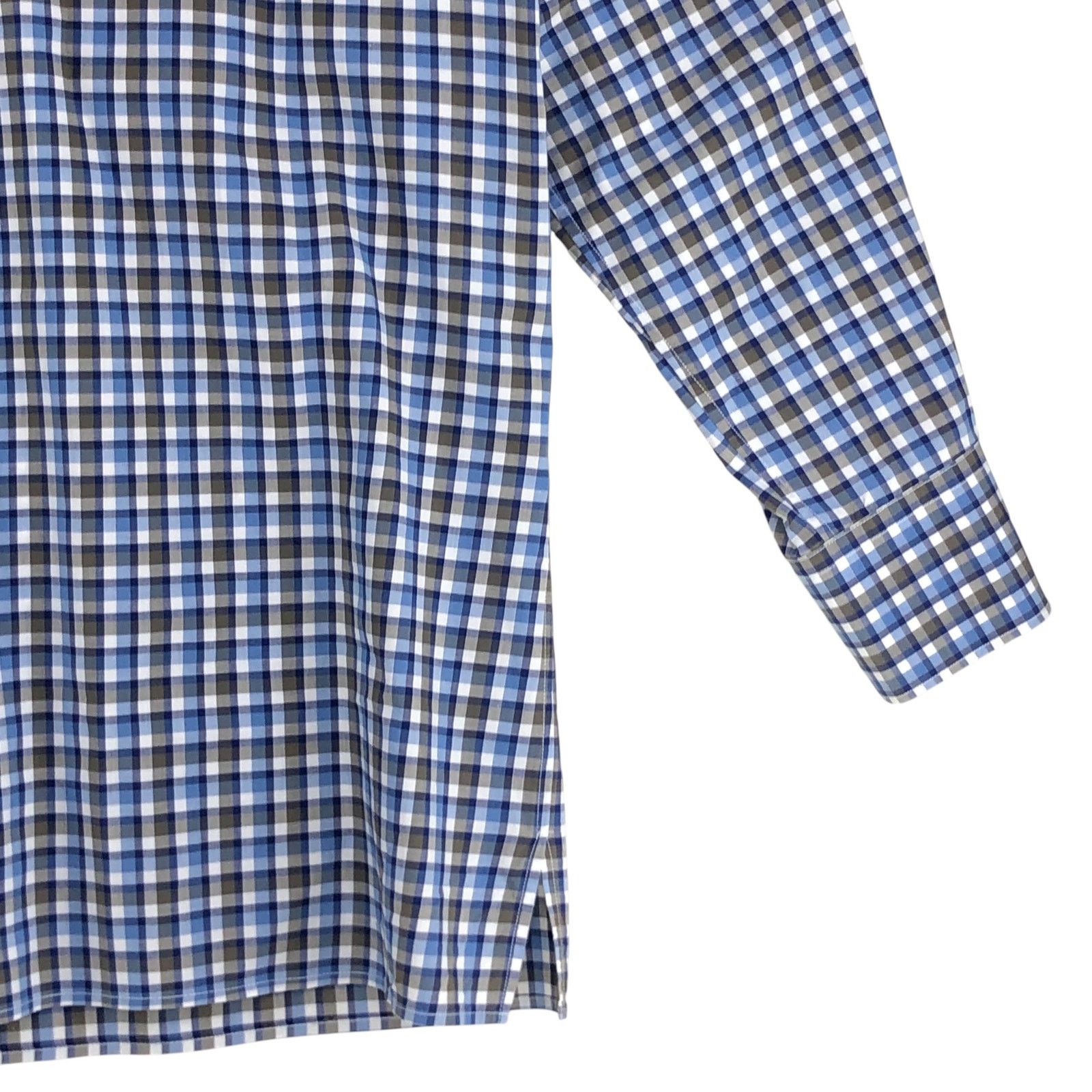 Canali Canali Size L Shirt Casual Button Down Plaid Check Blue Gray Size US L / EU 52-54 / 3 - 5 Thumbnail