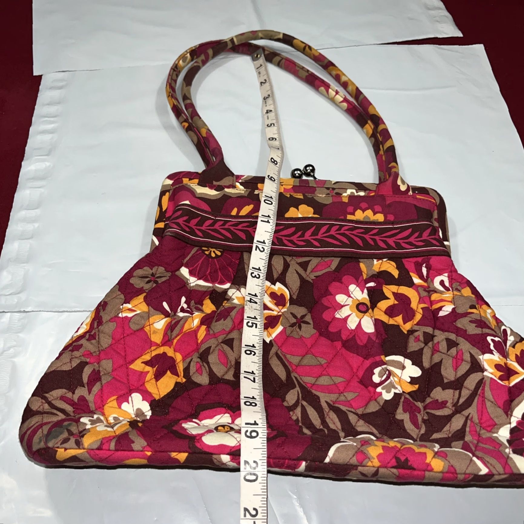 Vera Bradley Vera Bradley Alice Carnaby PURSE Shoulder Bag Womens Floral Quilted Cotton Pink Tan Orange Medium Size ONE SIZE - 6 Thumbnail