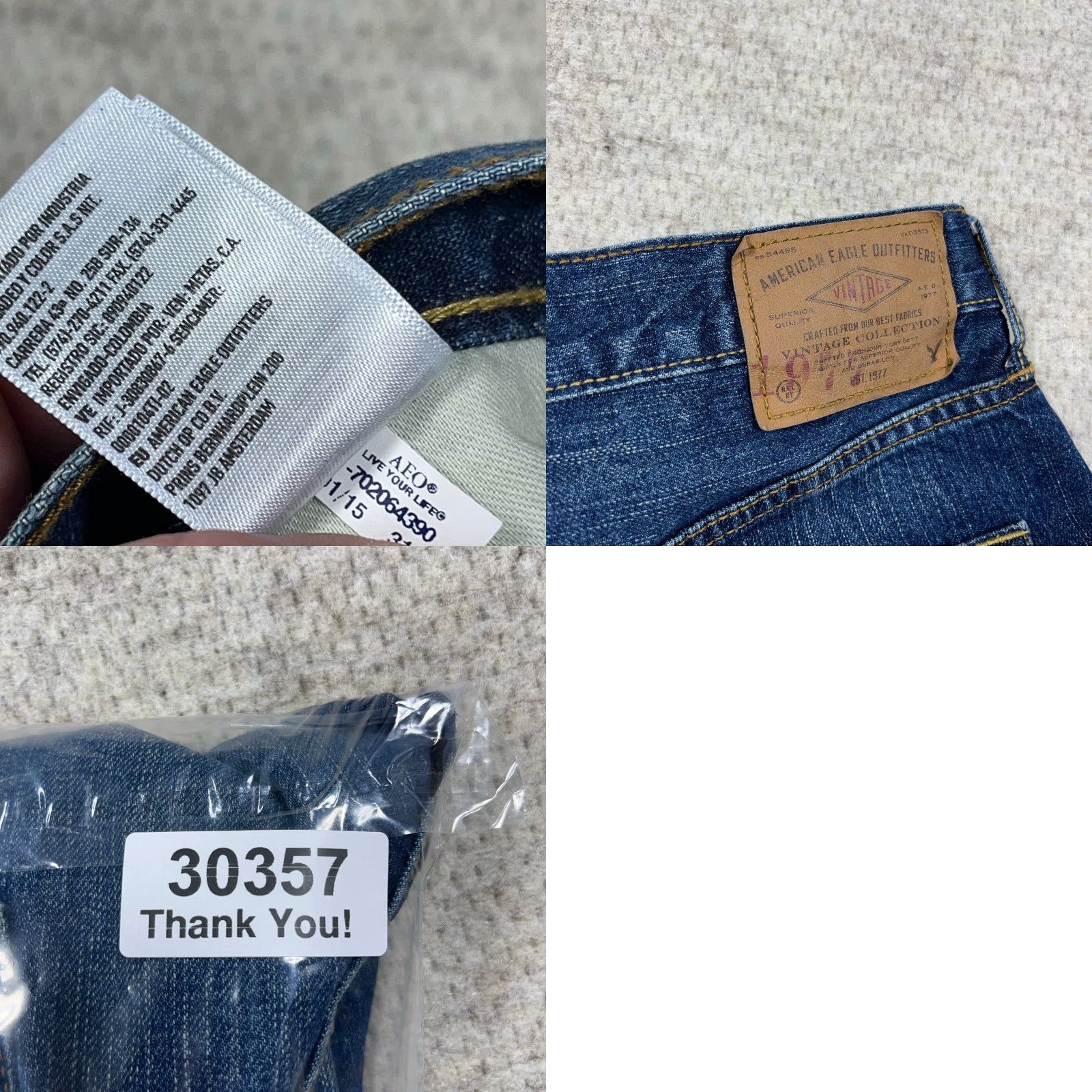American Eagle Outfitters VINTAGE American Eagle Jeans Men Slim Fit 33x30 Straight Dark Wash Blue 5-Pocket Denim Jeans Mens Size US 33 - 9 Thumbnail