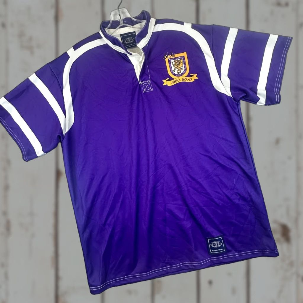 Vintage Palmer Rugby Shirt Mens 2XL 50th Anniversary 1960-2010 American Outfitters Rugby Shirt Polo Short Sleeve Solid Purple Mens 2XL Size US XXL / EU 58 / 5 - 1 Thumbnail