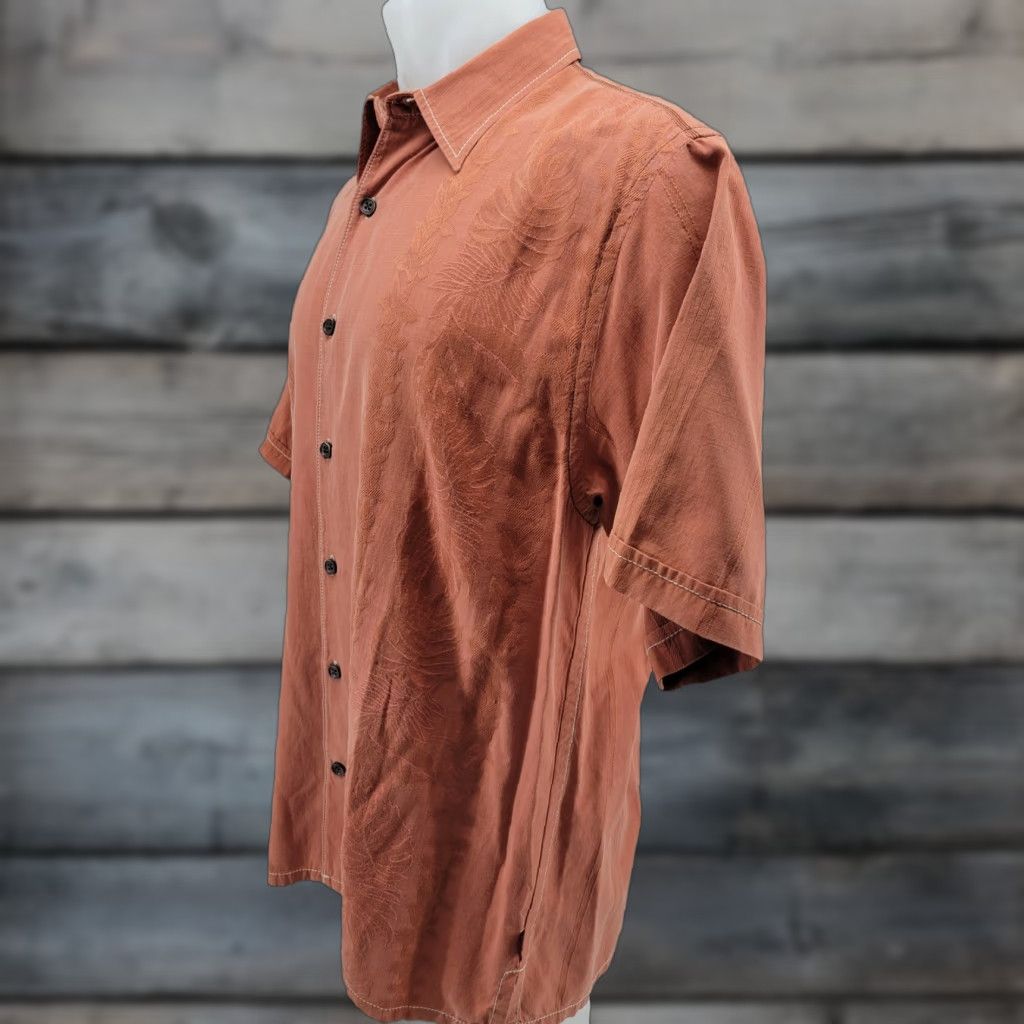 Tommy Bahama TOMMY BAHAMA Silk Blend Hawaiian Camp Shirt Men Large Orange-Floral Shirt Size US L / EU 52-54 / 3 - 1 Thumbnail