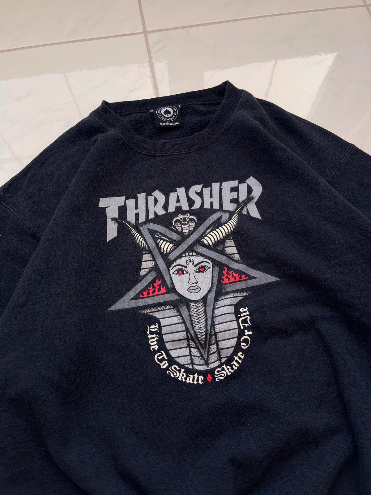 Thrasher × Vintage Vintage Y2k Thrasher Sweatshirt 90’s Size US L / EU 52-54 / 3 - 4 Thumbnail