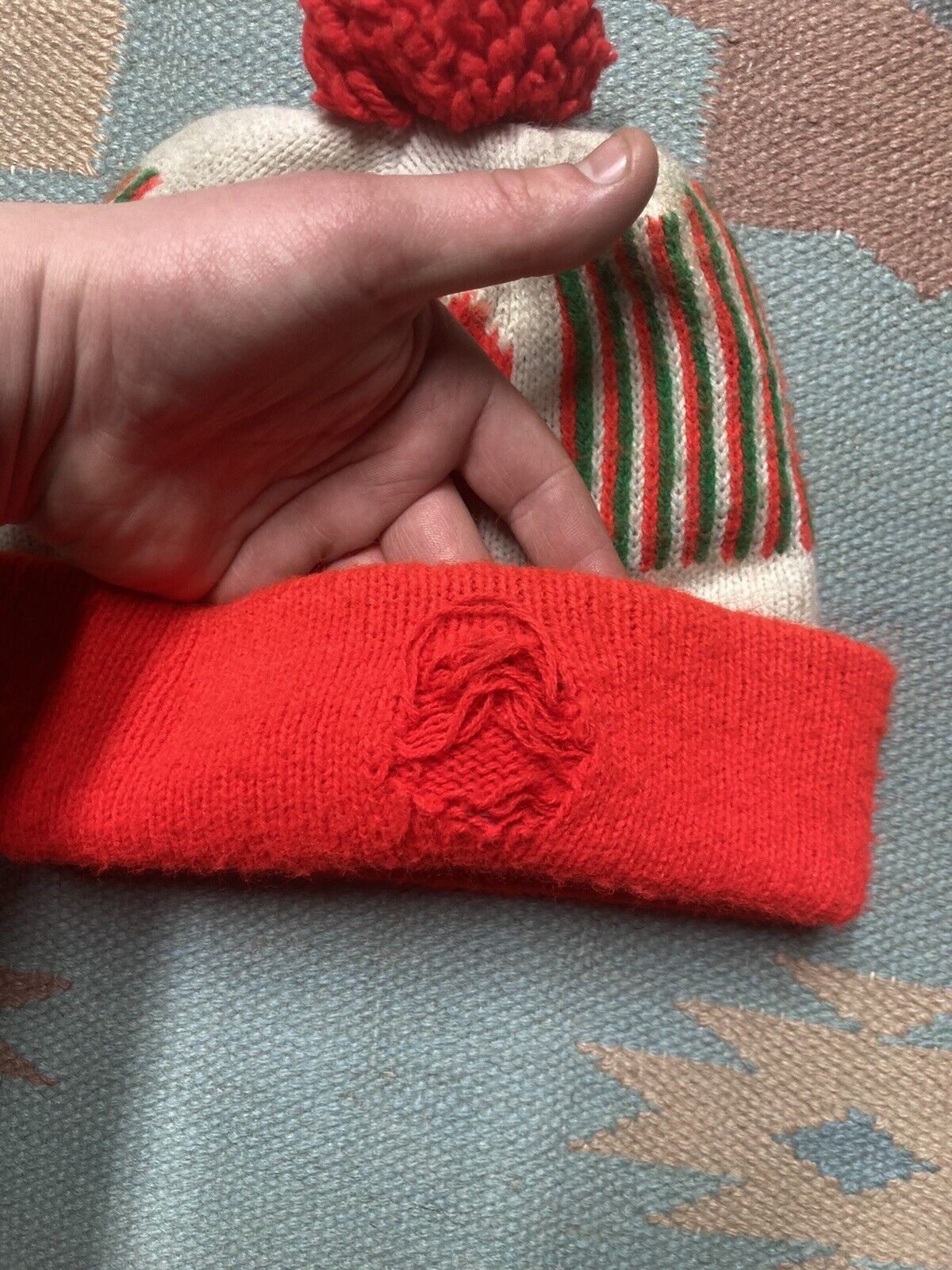 Vintage 70s beanie hat skull cap stop go novelty print winter ski Size ONE SIZE - 3 Thumbnail