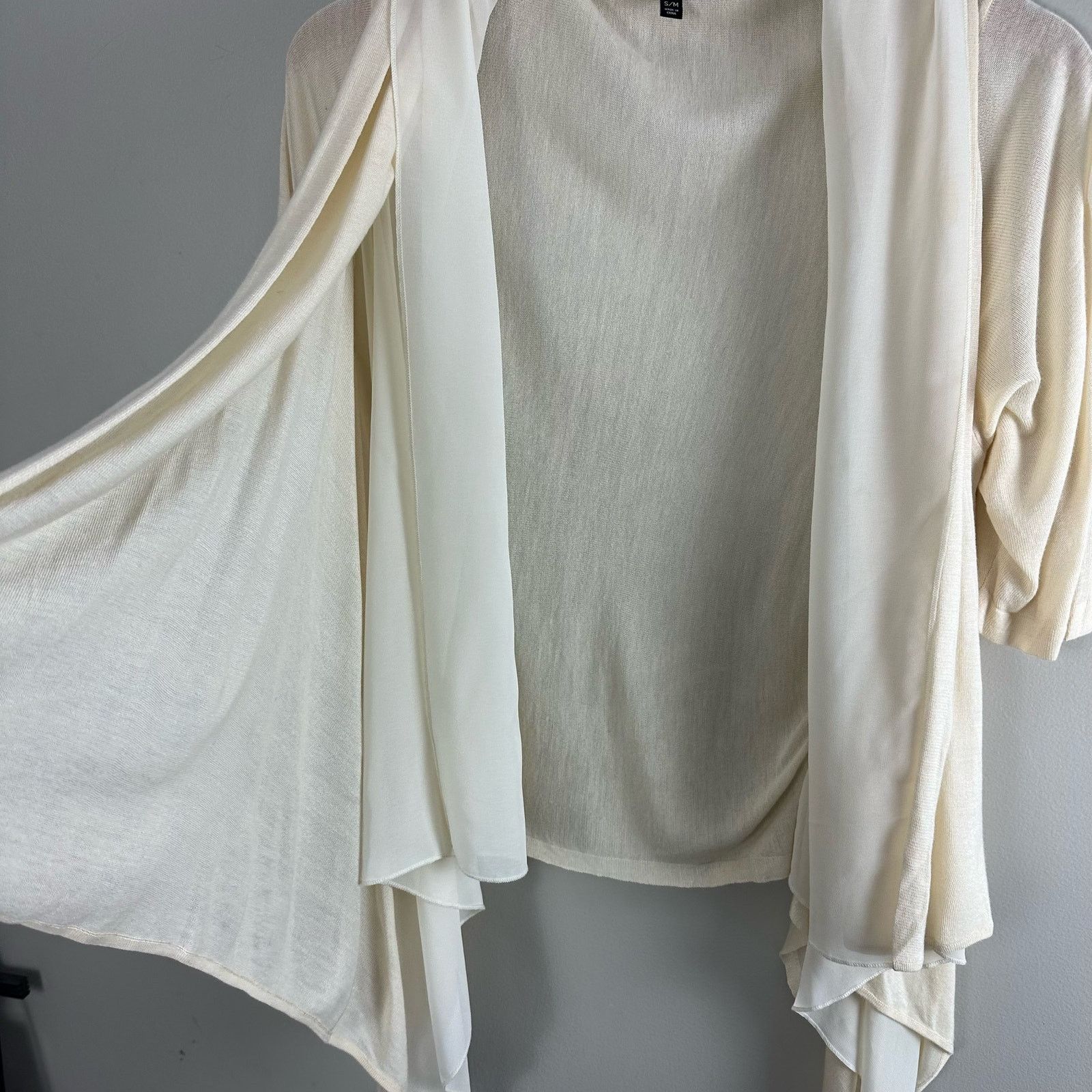 Other Talbots Ivory Chiffon Layered Open Cardigan Sweater S M Size M / US 6-8 / IT 42-44 - 6 Thumbnail