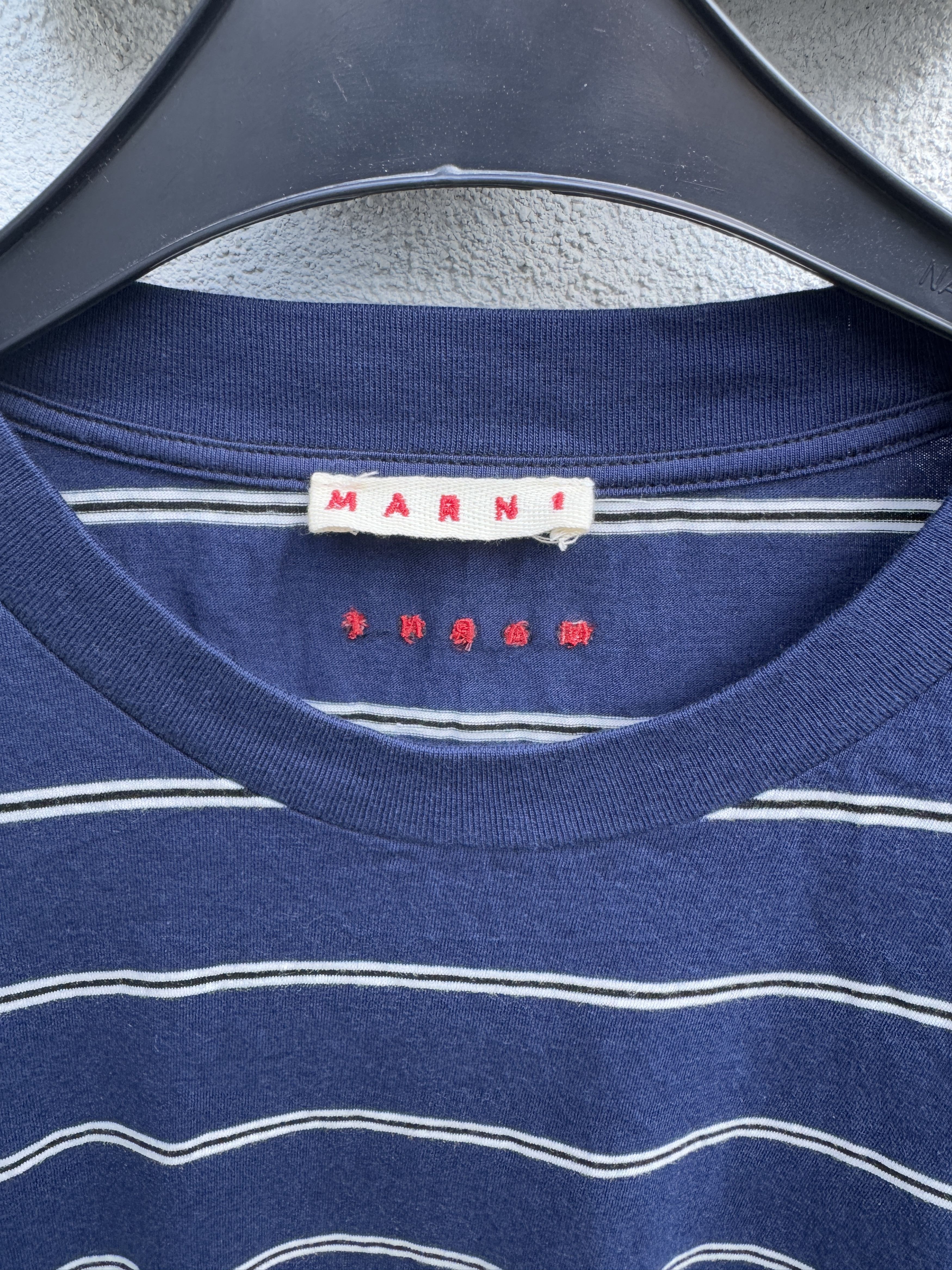 Marni MARNI Striped Cotton Jersey Blue Beige Ecru T-shirt IT 48 M Size US M / EU 48-50 / 2 - 2 Thumbnail