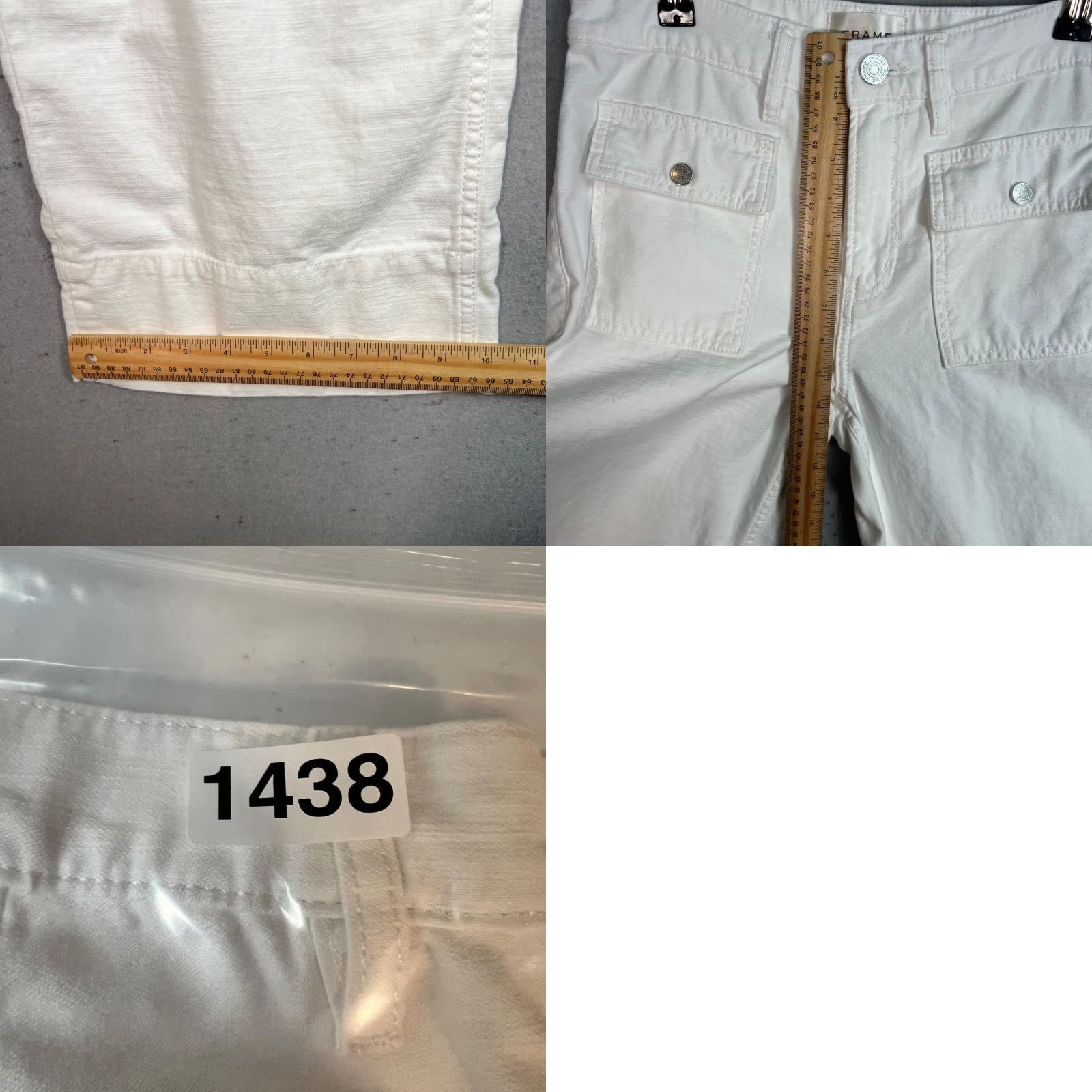 Frame FRAME Womens 25 White Cropped Wide Leg Pants Cotton Shirt? Size 42" / US 20 - 8 Thumbnail