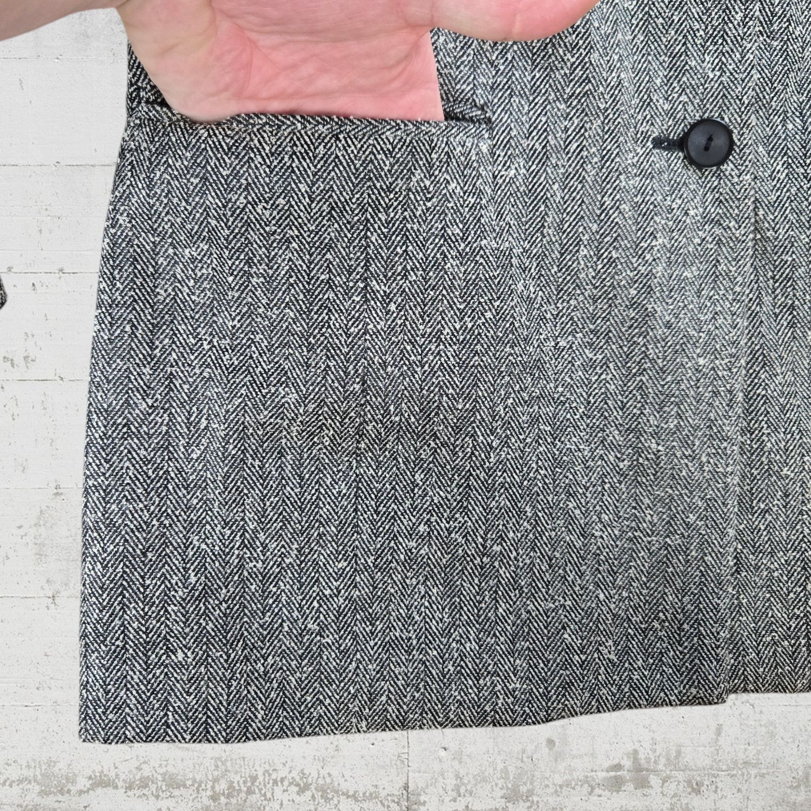 Vintage 90s Vintage Gray Black Tweed Herringbone Blazer Size 6 Size M / US 6-8 / IT 42-44 - 7 Thumbnail