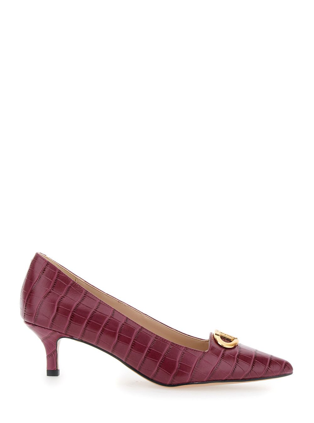 TWINSET Bordeaux Pumps with Low Stiletto Heel and Embissed Crocodile Effect in Leather Woman Size US 7 / IT 37 - 1 Thumbnail