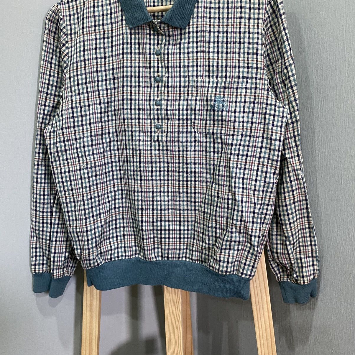 Burberry Vintage 80s Burberrys Nova Check Pullover Polo Banded Waist Size US L / EU 52-54 / 3 - 4 Thumbnail