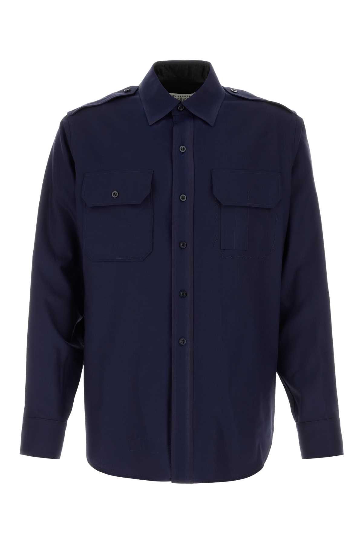 Maison Margiela Navy Blue Wool Shirt Size US XS / EU 42 / 0 - 1 Thumbnail