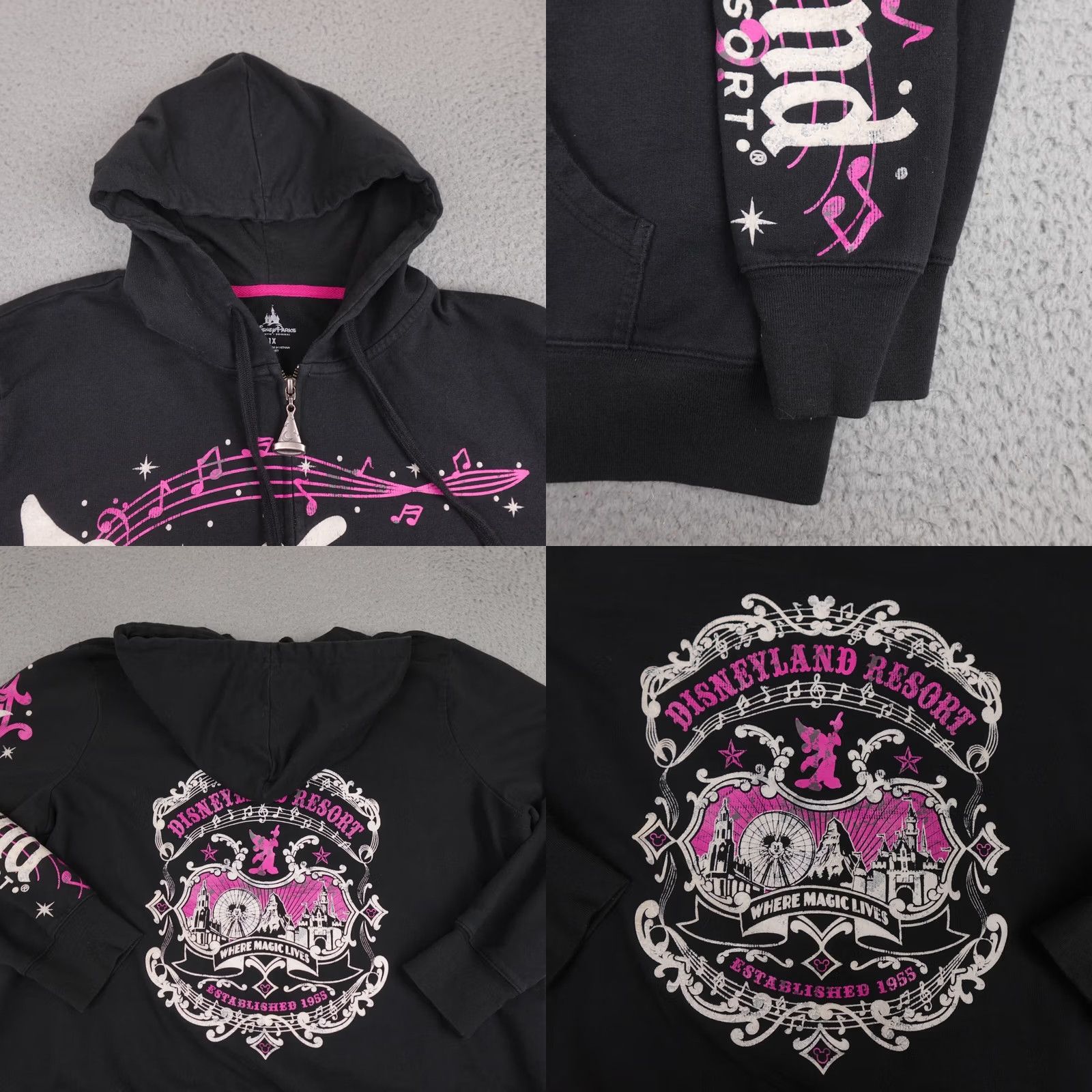 Disney Disney Mickey Mouse Sweatshirt Womens 1X Black Hoodie Zip Up 2016 Y2K Size XL / US 12-14 / IT 48-50 - 8 Thumbnail