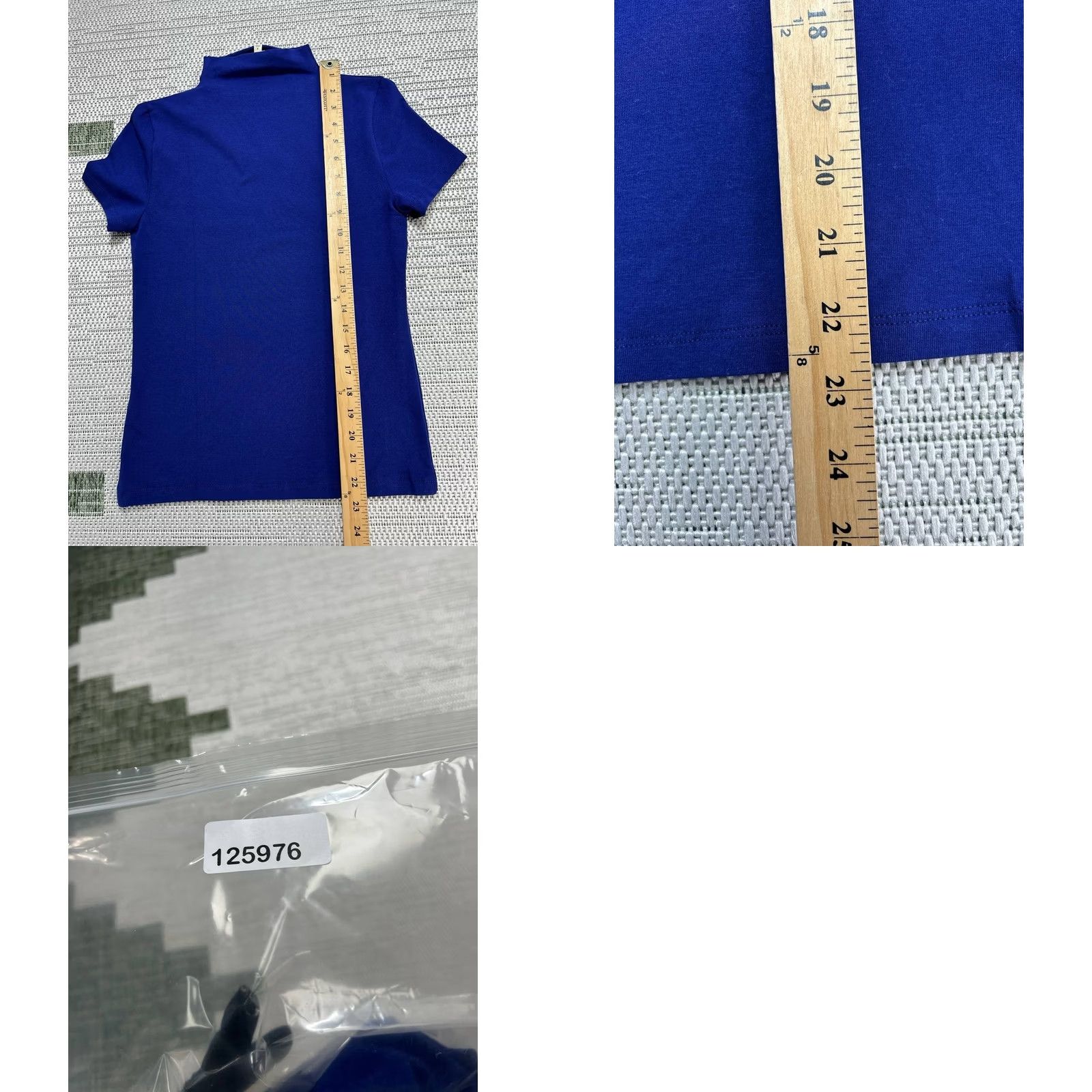 Madewell Madewell Shirt Women Small Blue Cotton Stretch Short Sleeve Mock Neck T Shirt Slim Fit Size S / US 4 / IT 40 - 8 Thumbnail