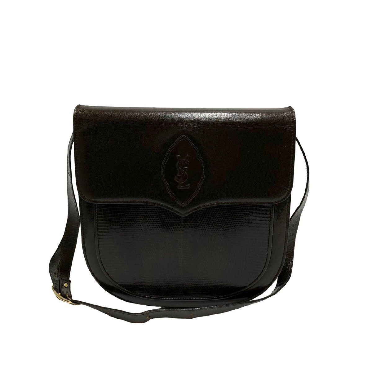 image of YVES YVES Saint Laurent Genuine Leather Mini Pochette Sacoche Brown, Women's