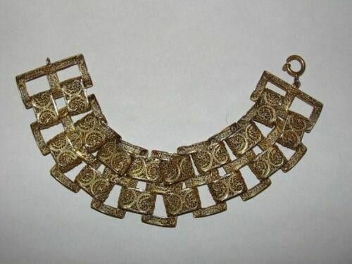 Designer 14 kt Gold Vermeil Sterling Silver Filigree Chain Bracelet Size ONE SIZE - 3 Thumbnail