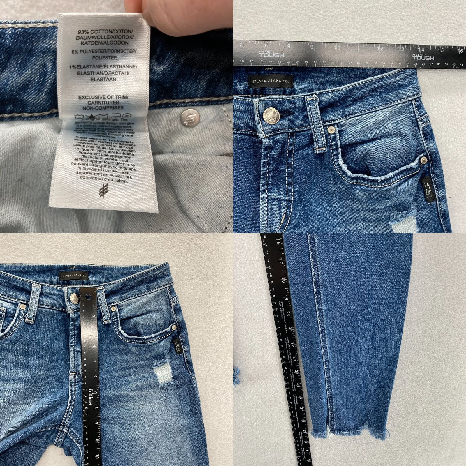 Silver Jeans Co. Silver Jeans Women's Boyfriend Blue Stretch Denim Distressed Grunge Rock 27x29 Jeans Size 26" / US 2 / IT 38 - 8 Thumbnail