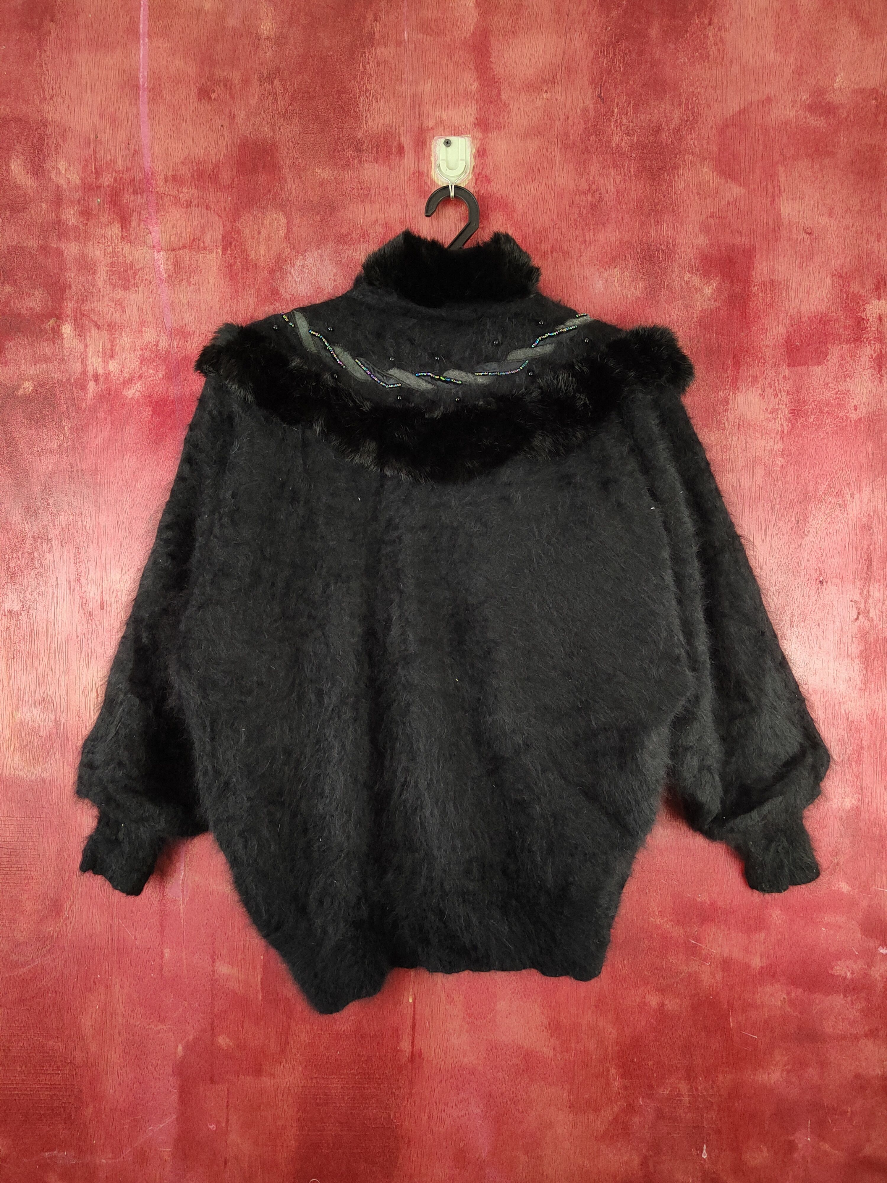 Homespun Knitwear Caratte Black Shag Shaggy Fur Mohair Jackets #S2040 Size L / US 10 / IT 46 - 8 Thumbnail
