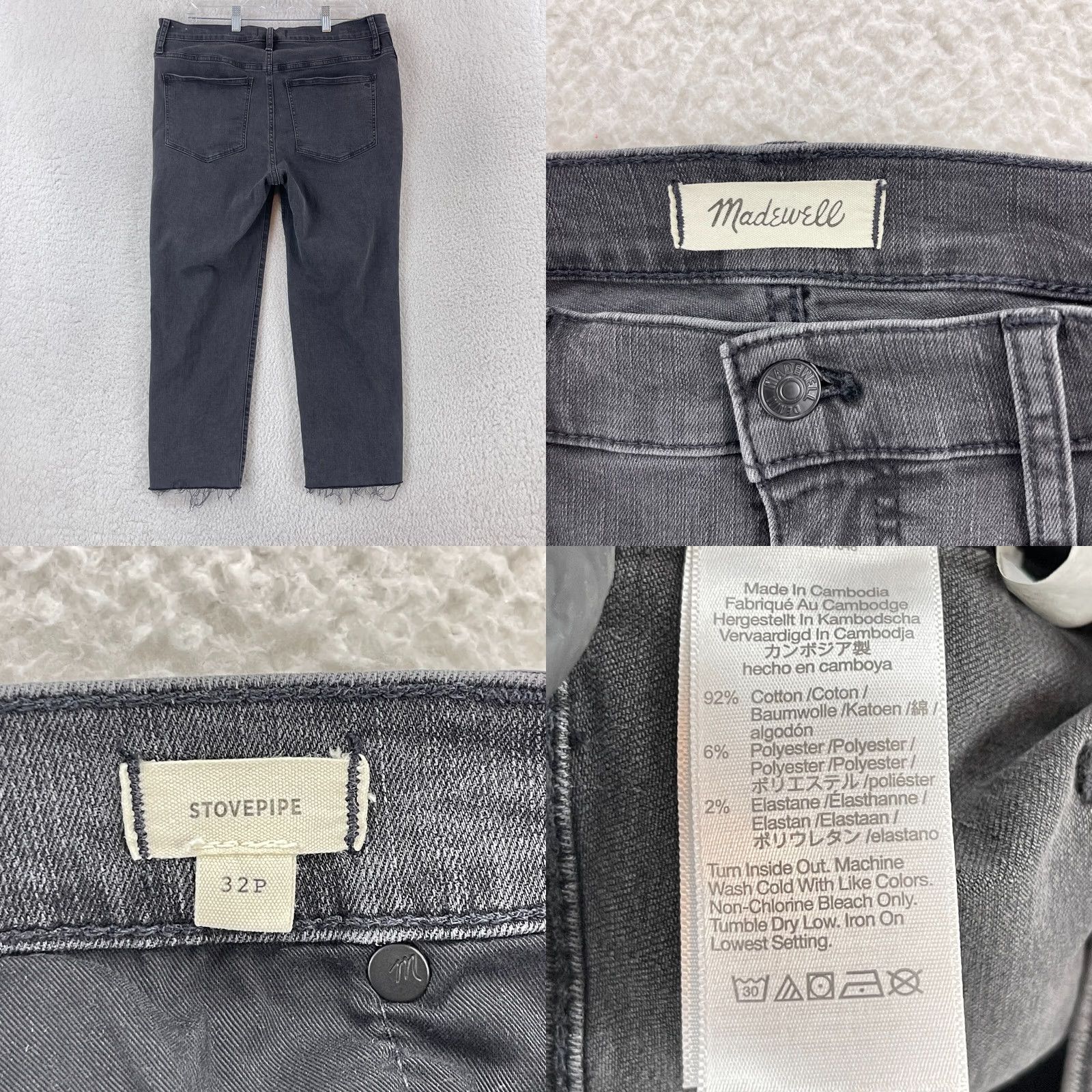 Madewell Madewell Petites Black Denim Stovepipe Jeans Womens 32P 5-Pocket Regular Straight Bohemian 90s Casual Pants Size 24" / US 00 / IT 34 - 8 Thumbnail
