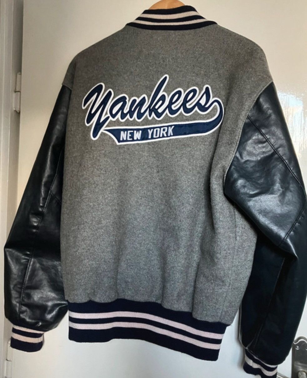 New York Yankees Vtg 90's DeLong Bomber wool leather Jacket