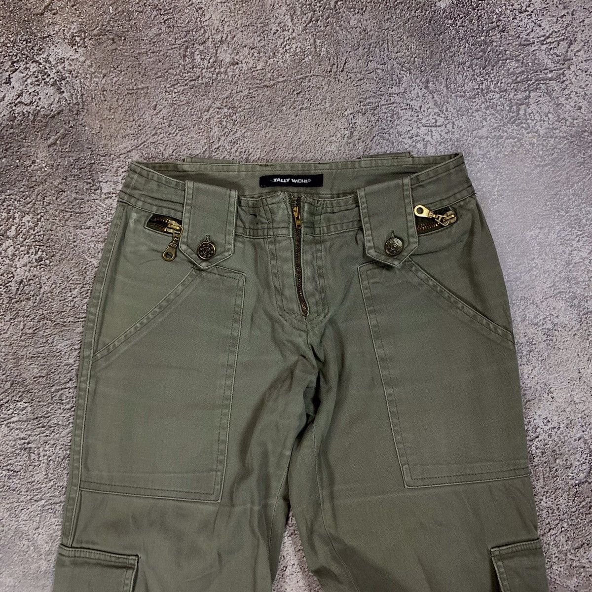Vintage Y2K Baggy Cargo Pants Wide Leg Utility Streetwear Olive 26 Size 26" / US 2 / IT 38 - 5 Thumbnail