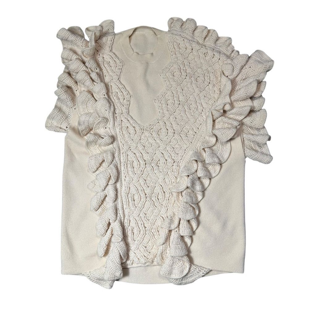 3.1 Phillip Lim Phillip Lim Wool Crochet Ruffle Sleeveless Knit Ecru Sweate Size M / US 6-8 / IT 42-44 - 6 Thumbnail