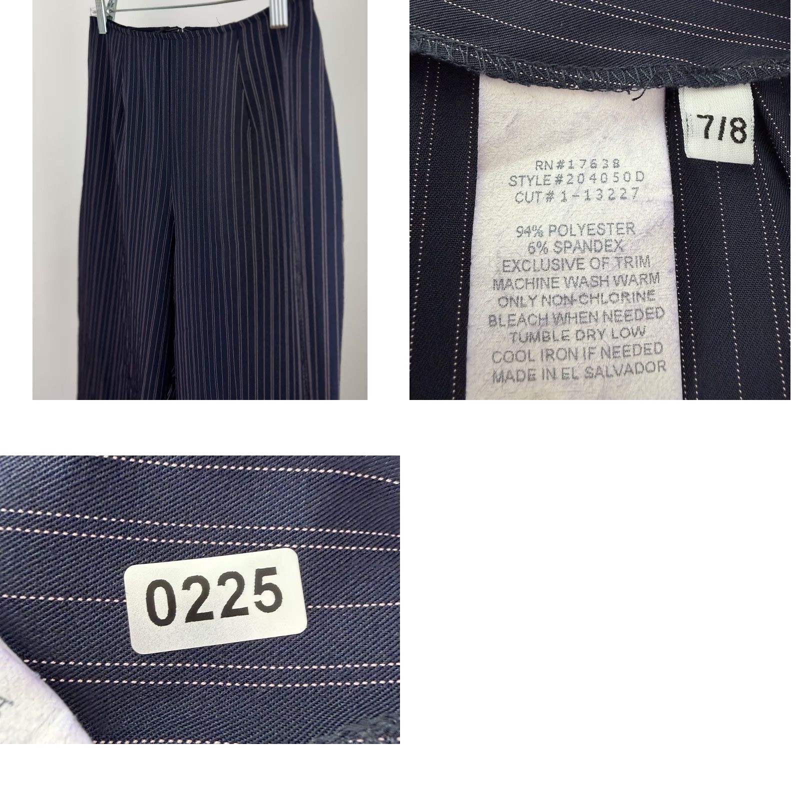 Vintage VINTAGE Womens Pants Narrow Navy Blue Pinstripe High Waist 90s Stretch Relaxed Straight 26x27 XS S? Size 28" / US 6 / IT 42 - 8 Thumbnail