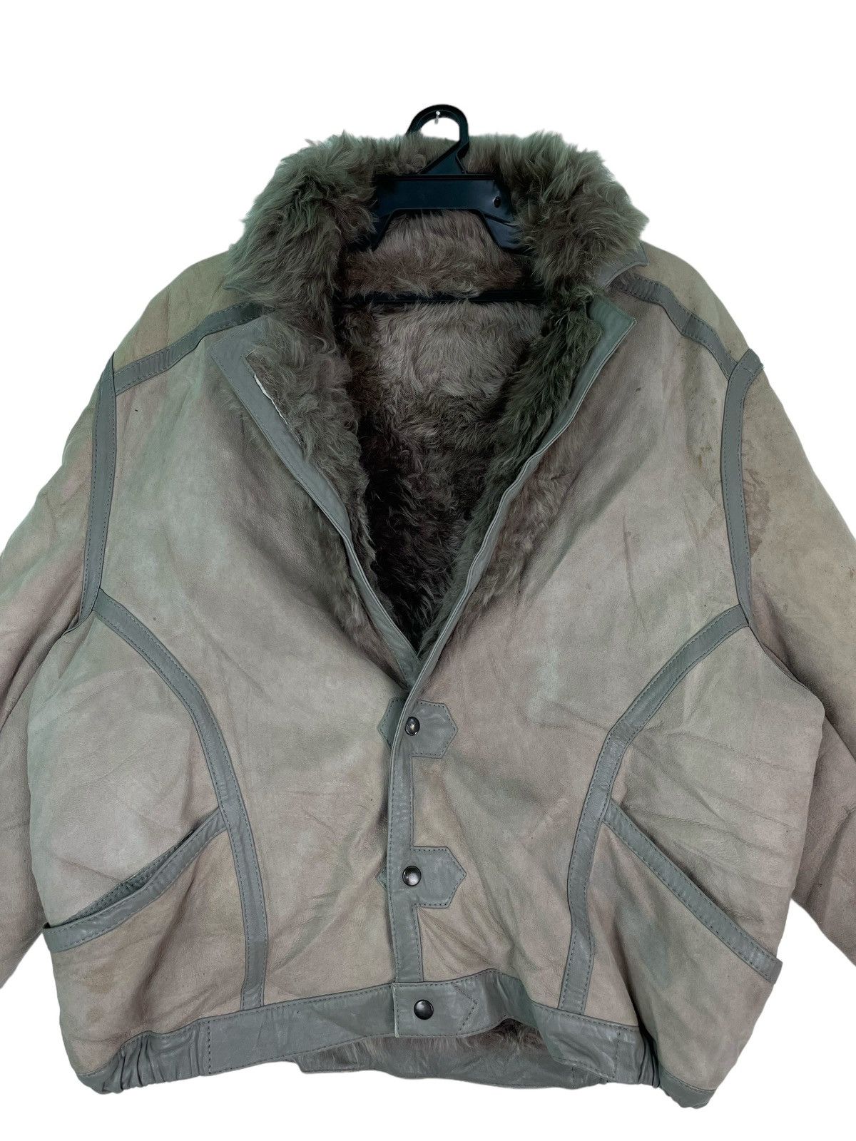 Vtg 90s sheepskin leather winter bomber jacket
