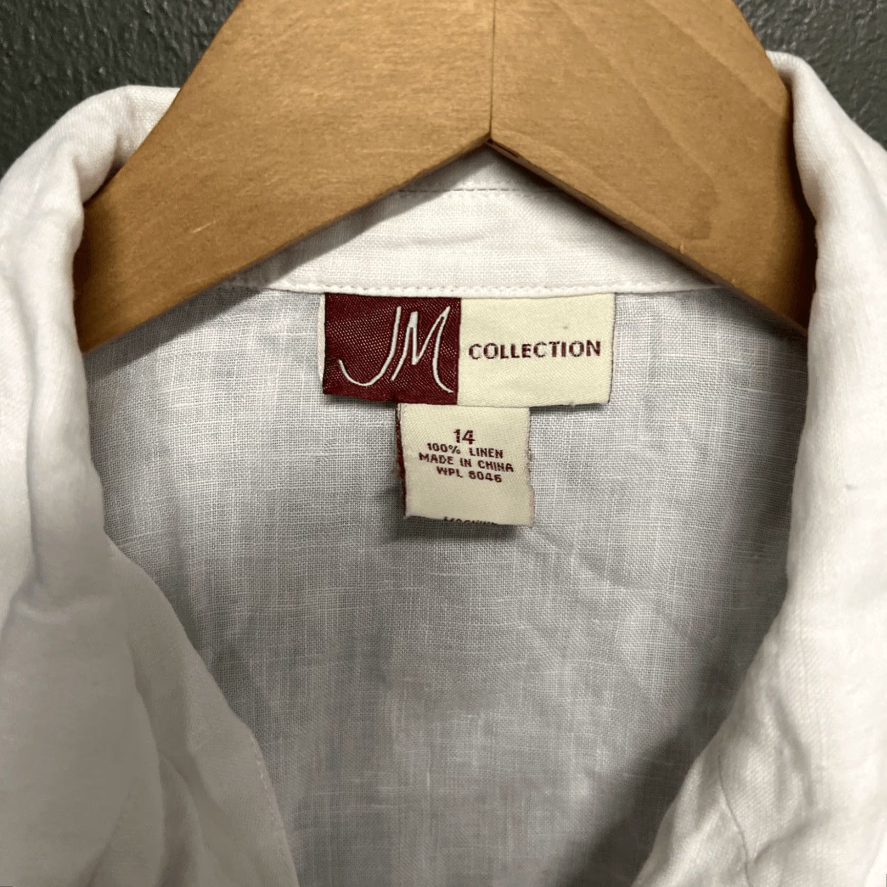 JM Collection JM Collection 14 Medium 100% Linen White Button Fitted 3/4 Sleeve Shirt Women Size XL / US 12-14 / IT 48-50 - 2 Thumbnail
