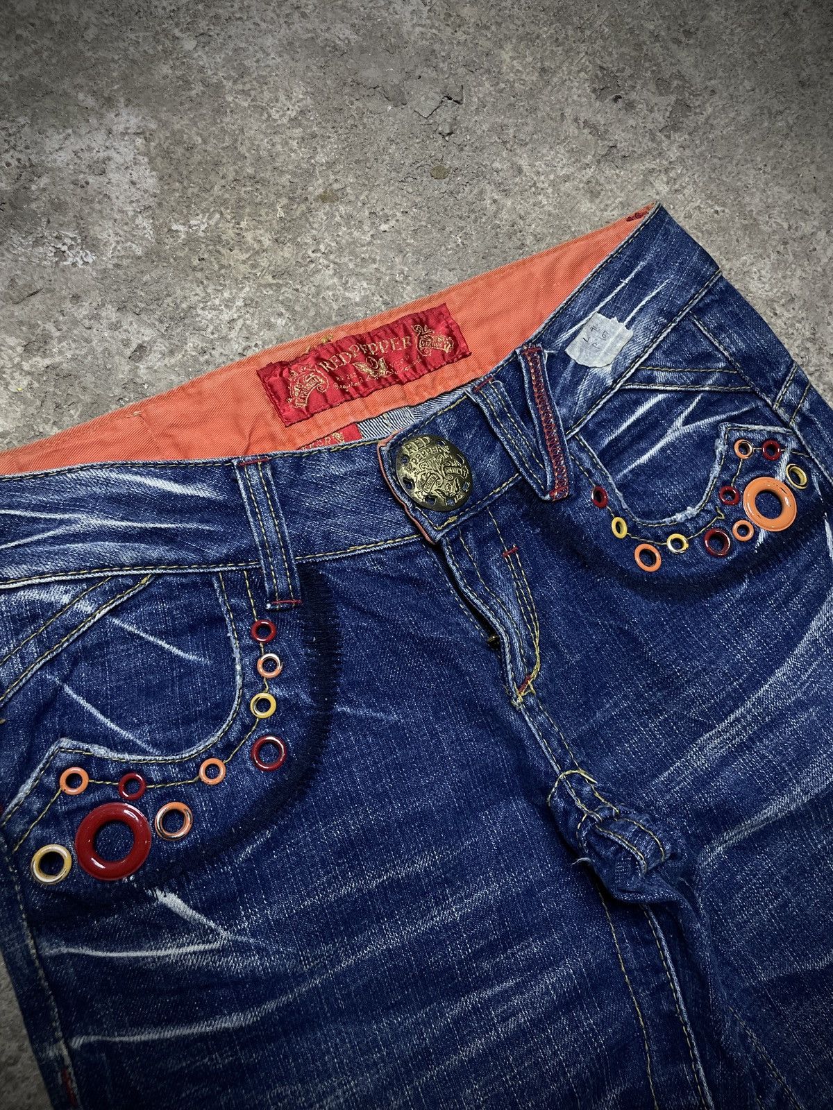 Hysteric Glamour 2000’s Redpepper - Super Flared Rings Denim Pants Size US 27 - 4 Thumbnail