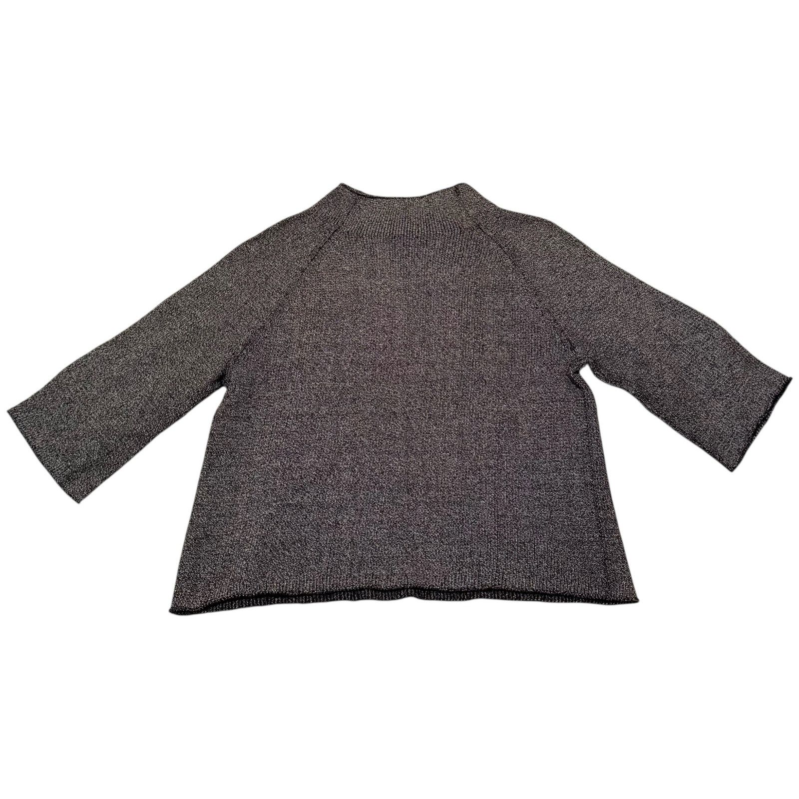 Eileen Fisher The Fisher Project Mock Neck Crop Sweater Gray Black Medium Size M / US 6-8 / IT 42-44 - 7 Thumbnail