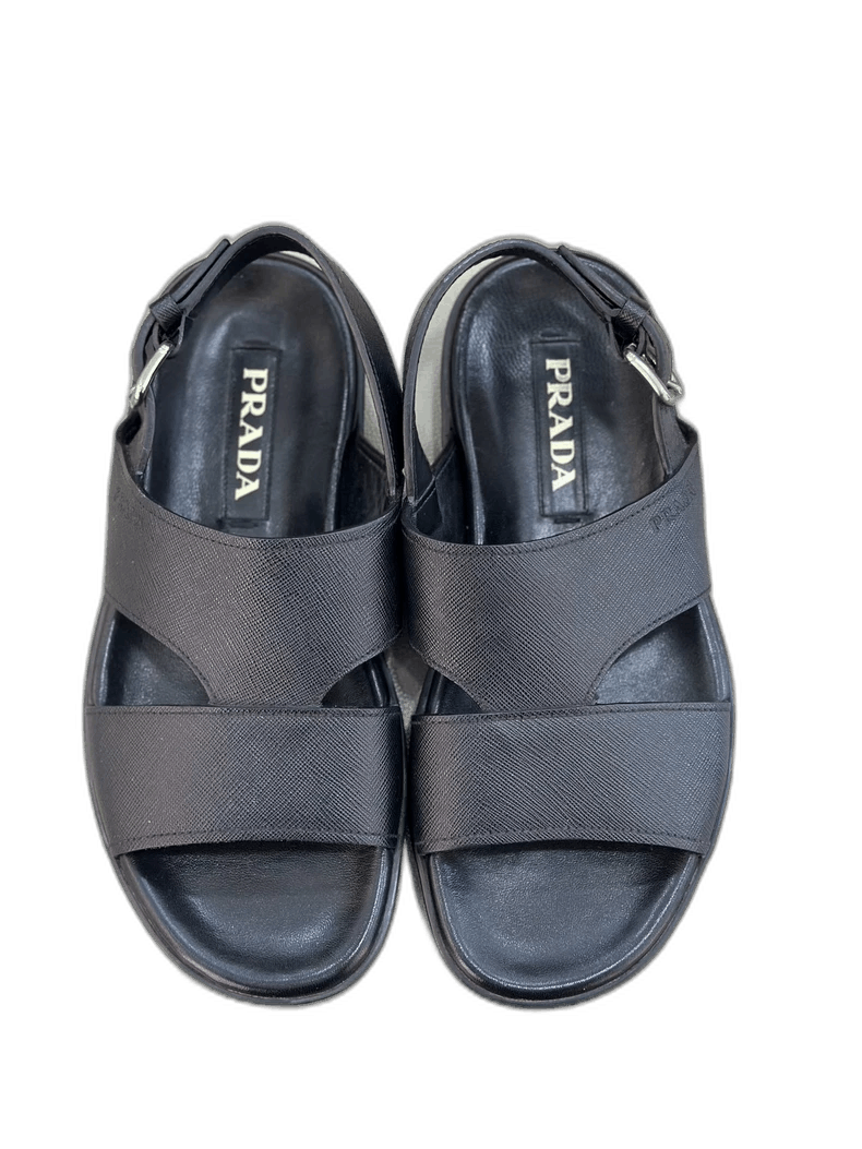 Prada prada men's cross grain leather sandals Size US 6 / EU 39 - 1 Thumbnail