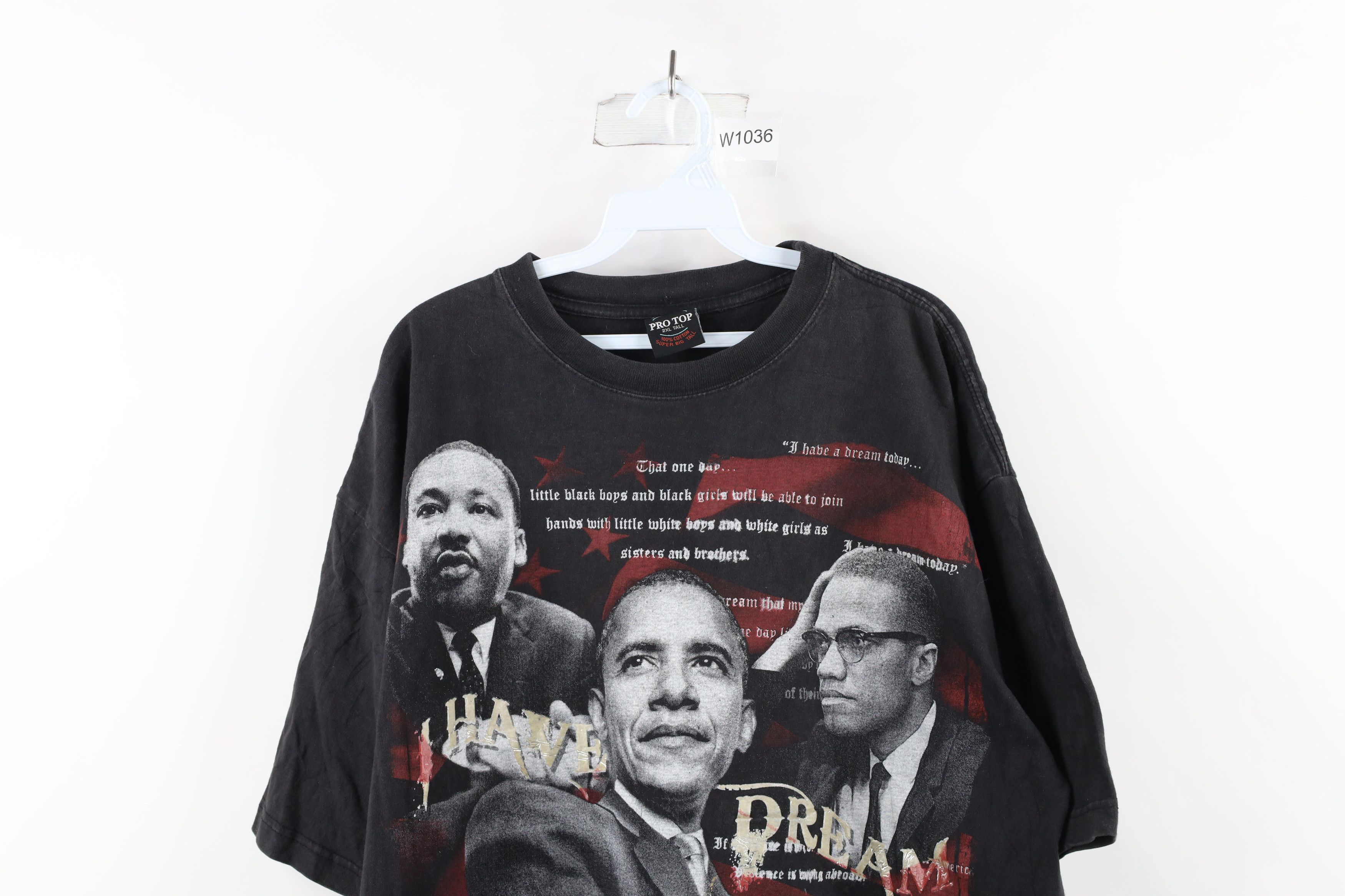 Vintage Vintage Y2K Streetwear Obama Malcolm X MLK Jr T-Shirt Black Size US XXL / EU 58 / 5 - 2 Thumbnail