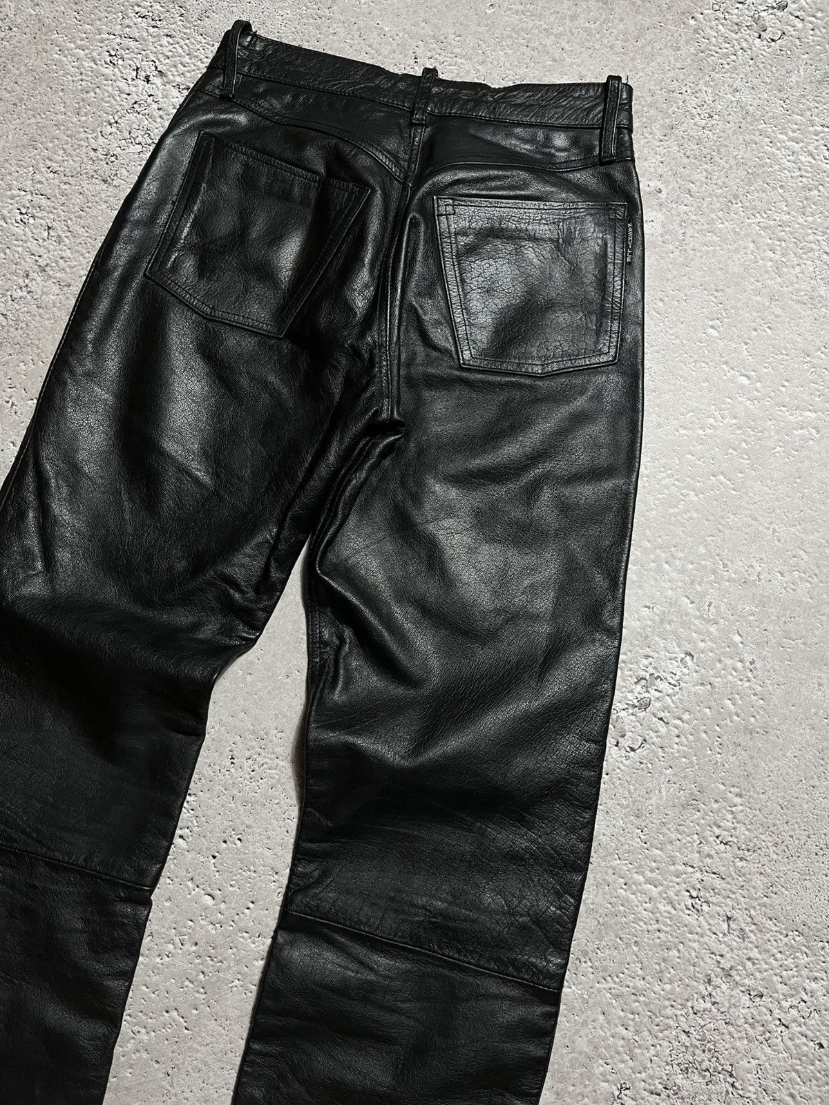 Japanese Brand × Leather Vintage Black Avant-Garde Real Leather Pants with Edgy Style Size US 30 / EU 46 - 4 Thumbnail