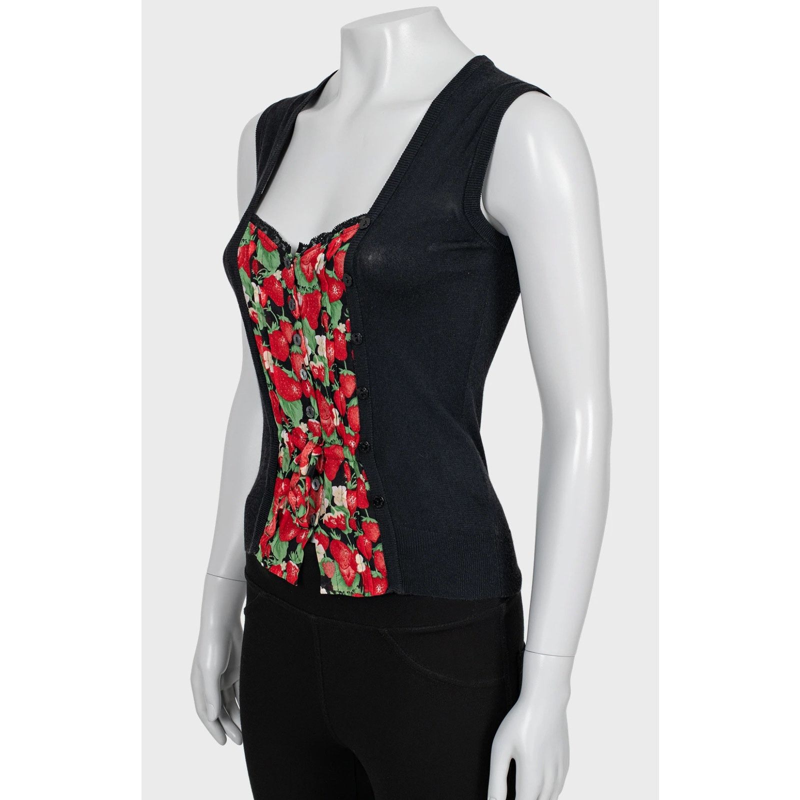 Dolce & Gabbana Dolce & Gabbana Black Button-Down Tank Top - Size 38/XS Size XS / US 0-2 / IT 36-38 - 2 Thumbnail