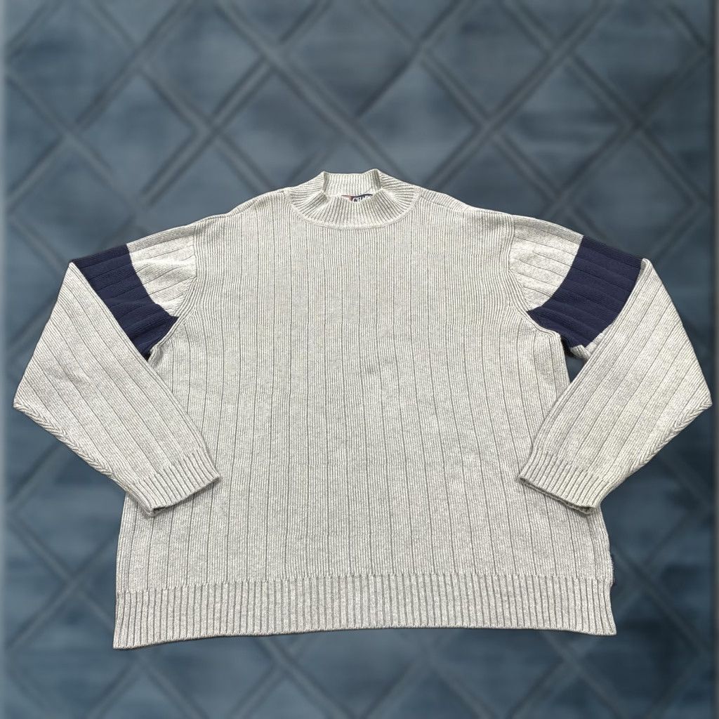 Ralph Lauren CHAPS Ralph Lauren Sweater Mens Large Gray Mock Neck Chunky-Knit Cotton Pullover Size US L / EU 52-54 / 3 - 1 Thumbnail