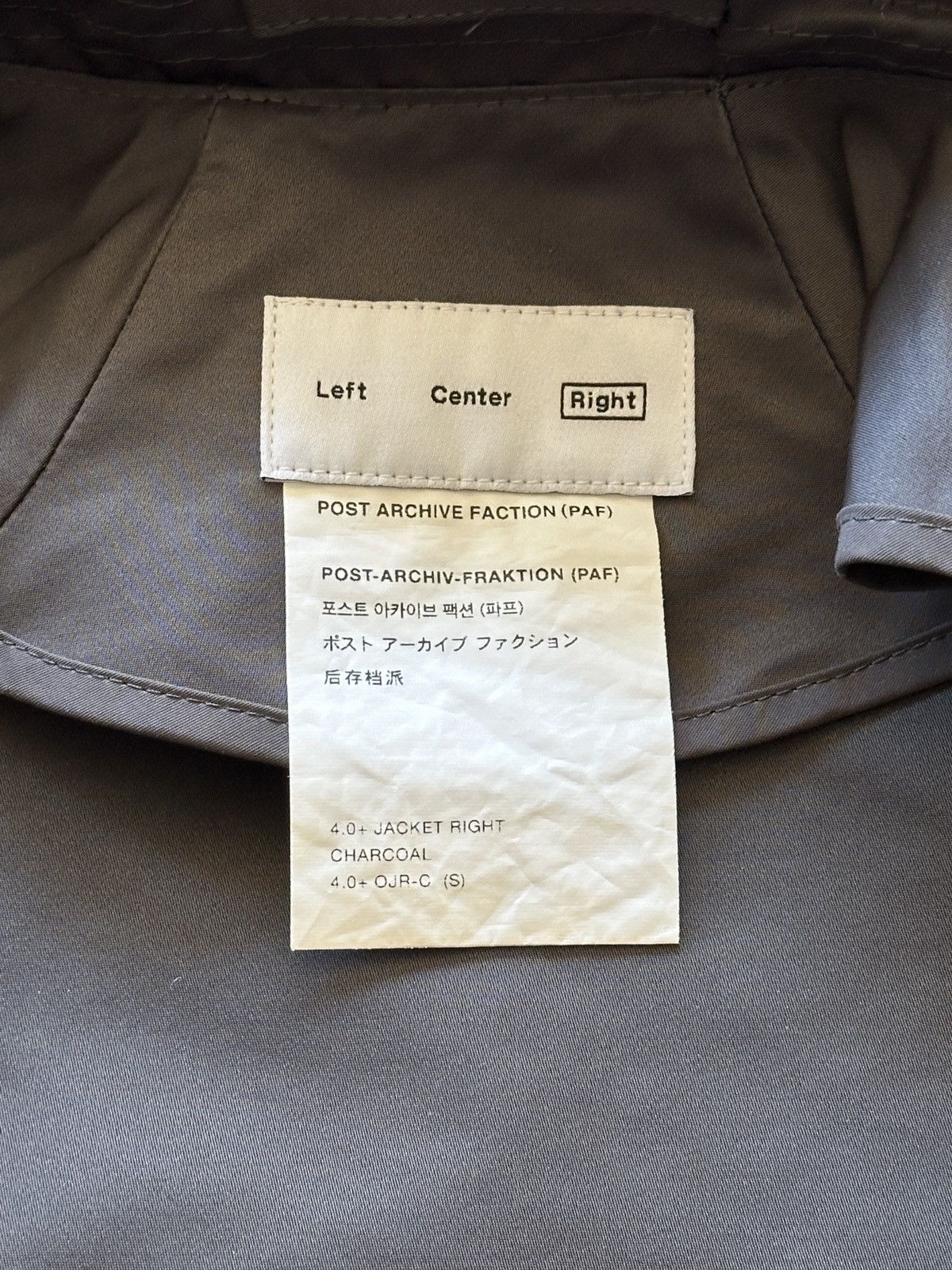 POST ARCHIVE FACTION (PAF) Post Archive Faction Grey 4.0+ Right Jacket Size US S / EU 44-46 / 1 - 8 Thumbnail